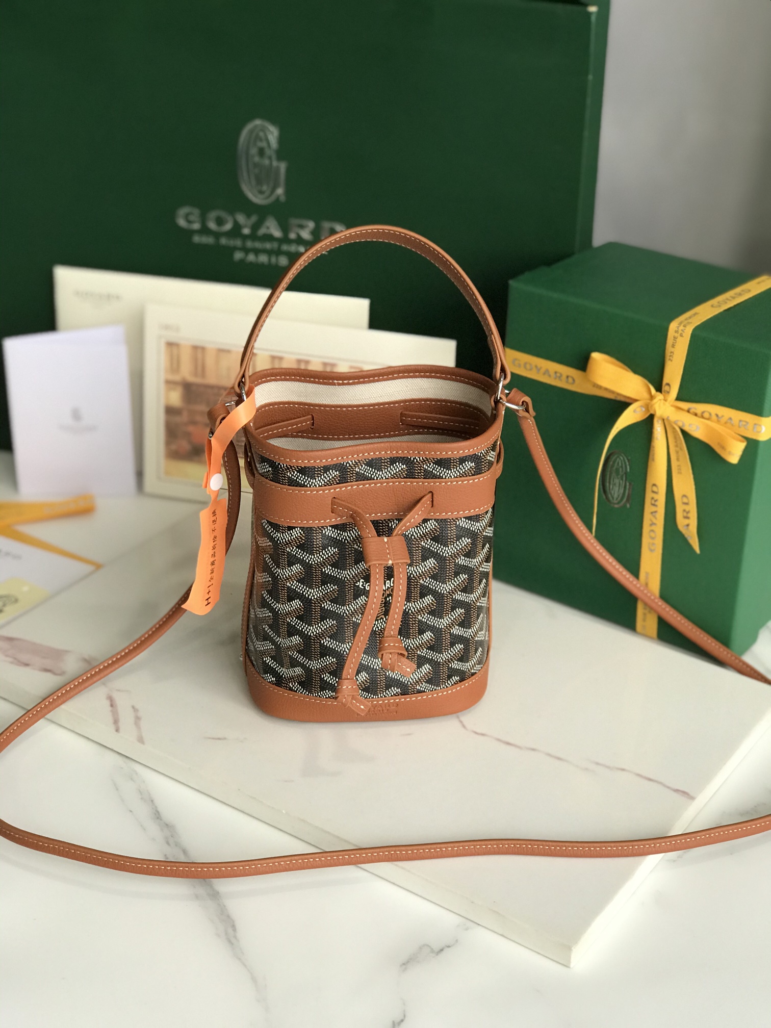GOYARD Goyardine Petit Flot Mini Bucket Bag Black Gold