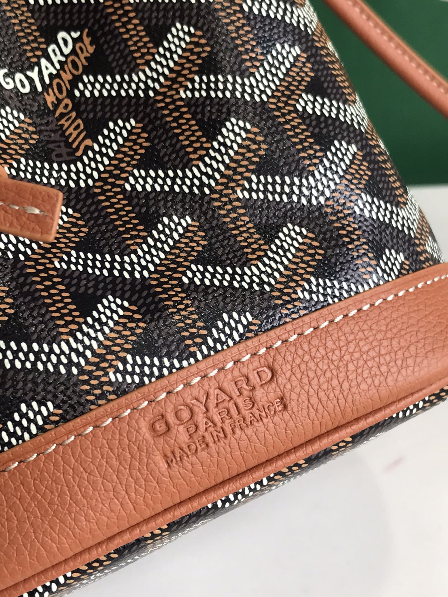 GOYARD Goyardine Petit Flot Mini Bucket Bag Black Gold
