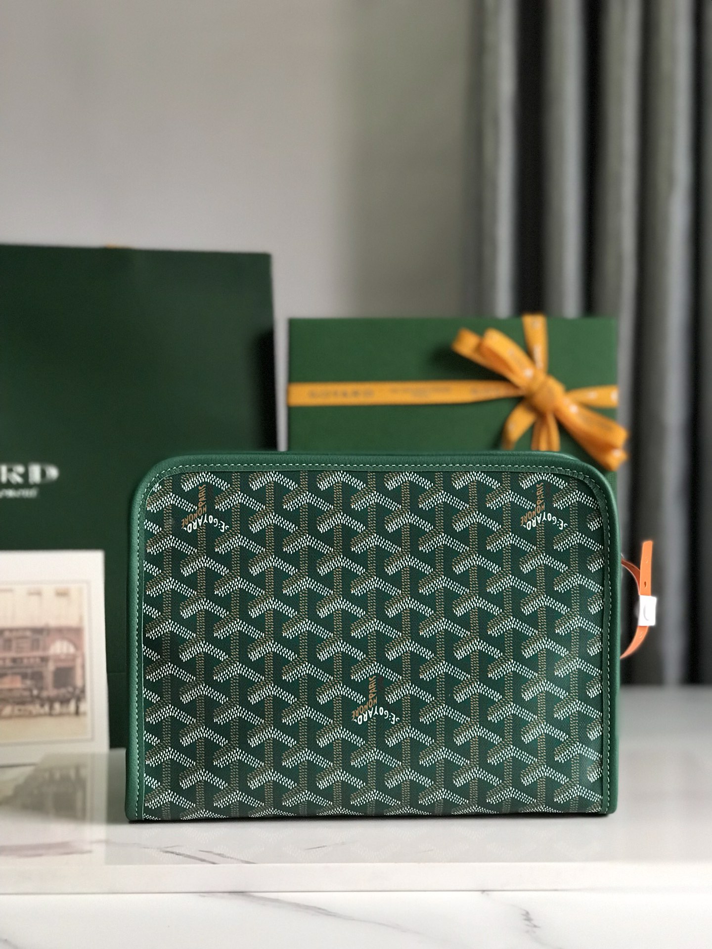 GOYARD Goyardine Jouvence Toiletry Pouch MM Green