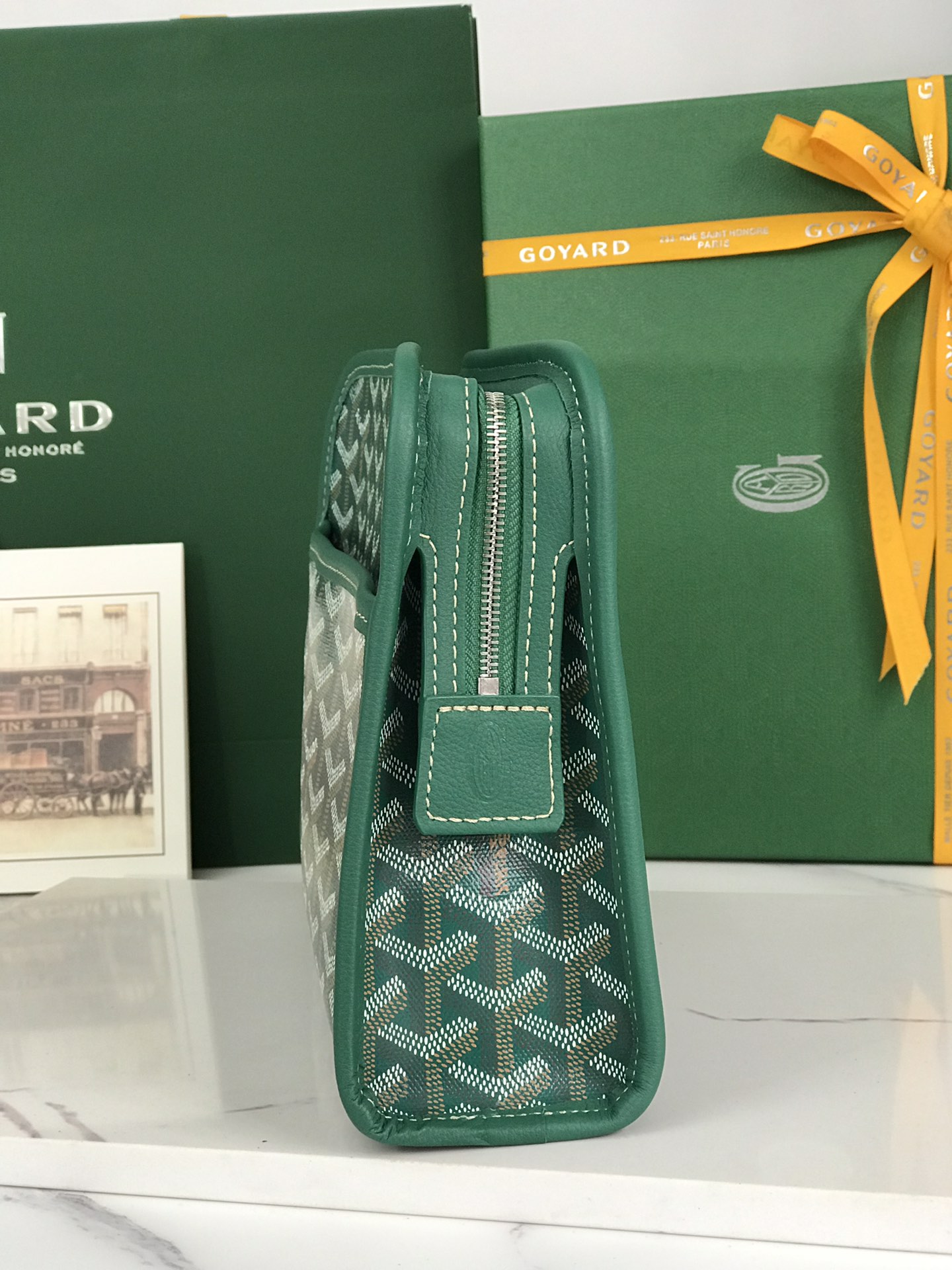 GOYARD Goyardine Jouvence Toiletry Pouch MM Green