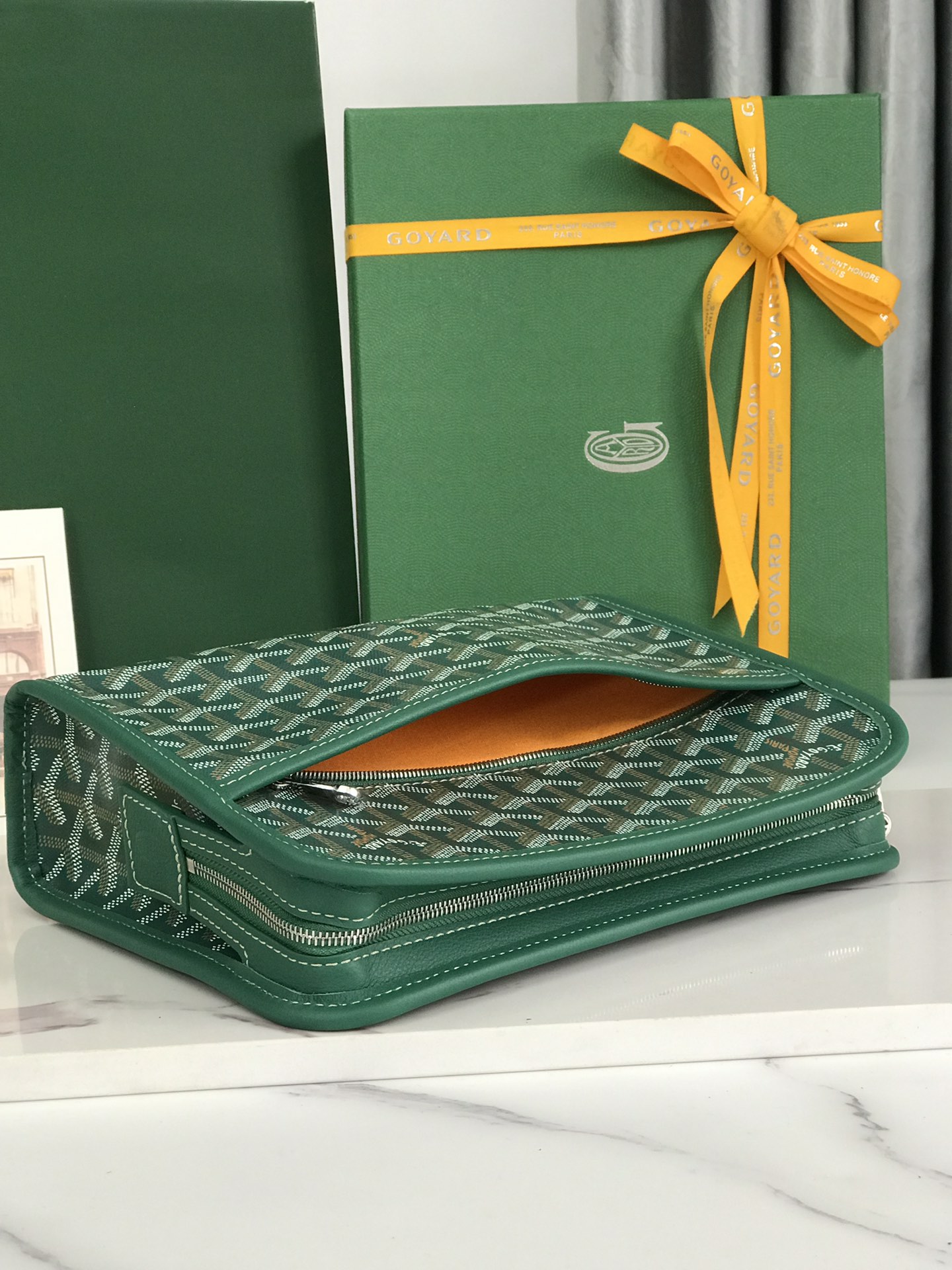 GOYARD Goyardine Jouvence Toiletry Pouch MM Green