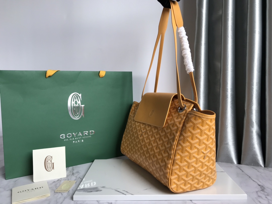 Goyard Mustard Goyardine Coated Canvas and Leather Rouette PM Bag yellow
