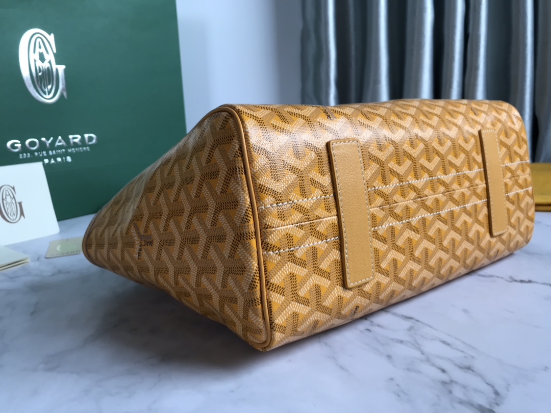 Goyard Mustard Goyardine Coated Canvas and Leather Rouette PM Bag yellow