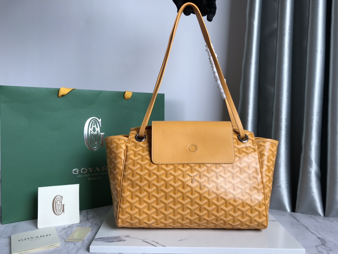 Goyard Mustard Goyardine Coated Canvas and Leather Rouette PM Bag yellow