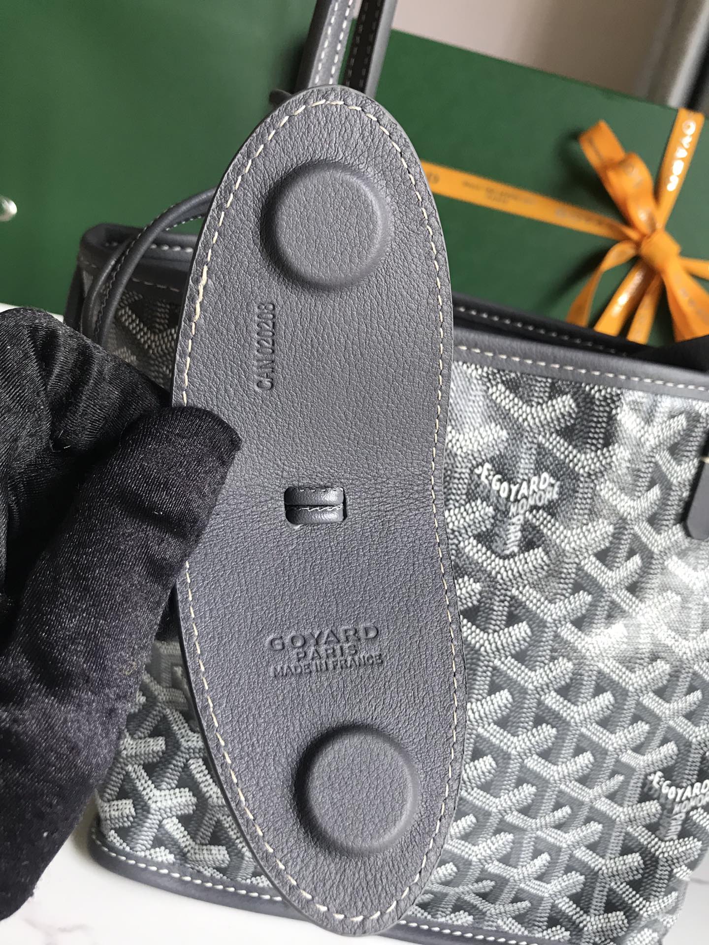GOYARD Goyardine Reversible Mini Anjou Black  gray 1660698