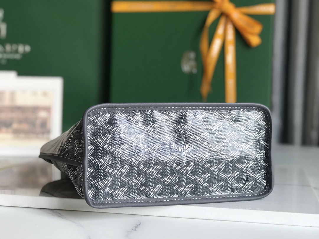 GOYARD Goyardine Reversible Mini Anjou Black  gray 1660698
