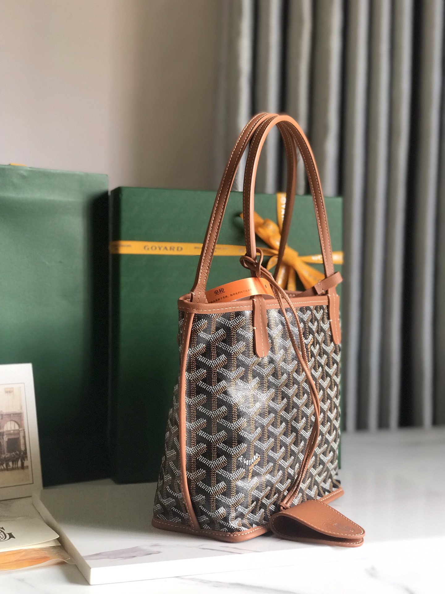 GOYARD Goyardine Reversible Mini Anjou Black 1660698