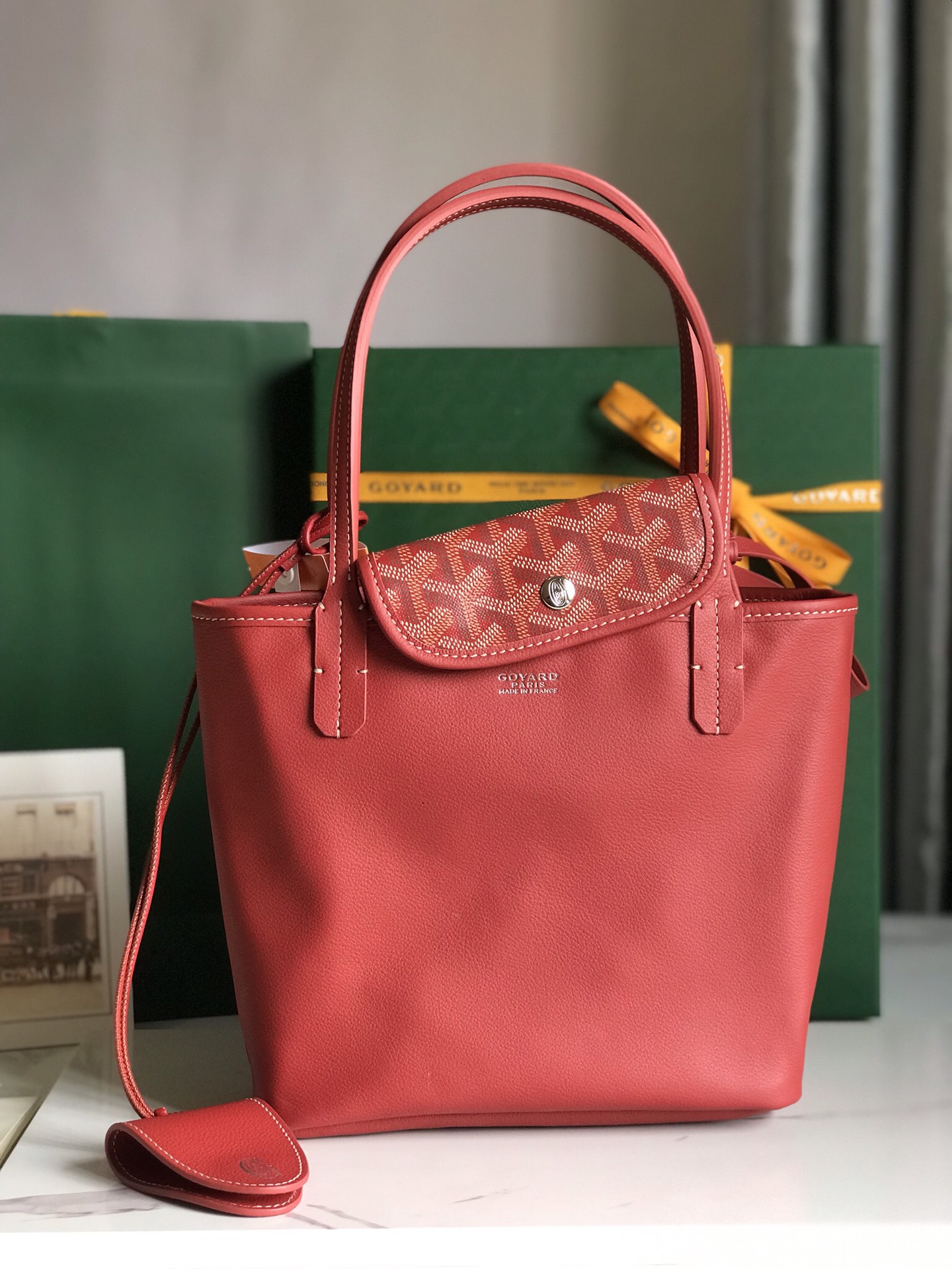 Goyard Goyardine Red Anjou Mini Bag Palladium Hardware