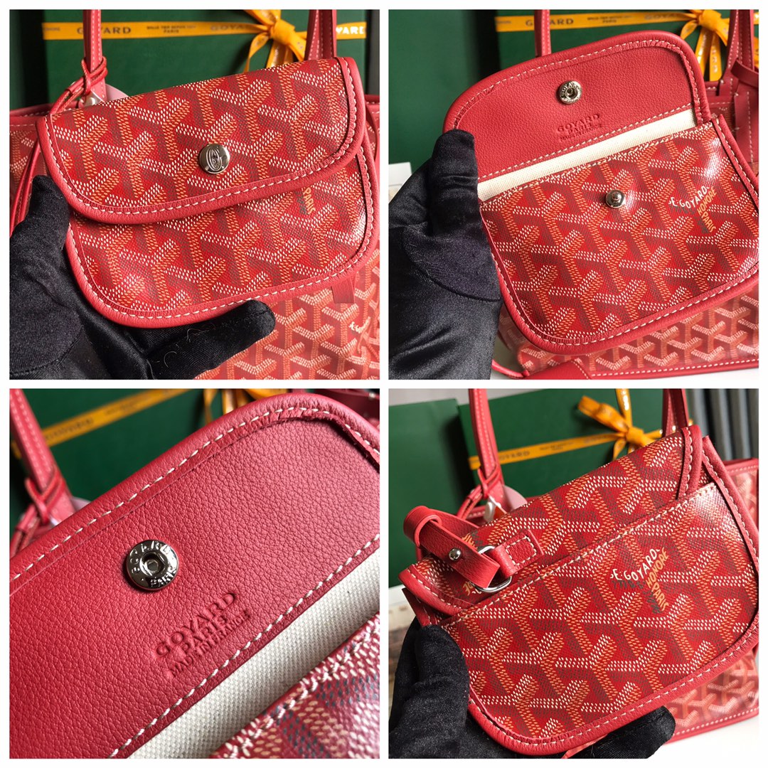 Goyard Goyardine Red Anjou Mini Bag Palladium Hardware