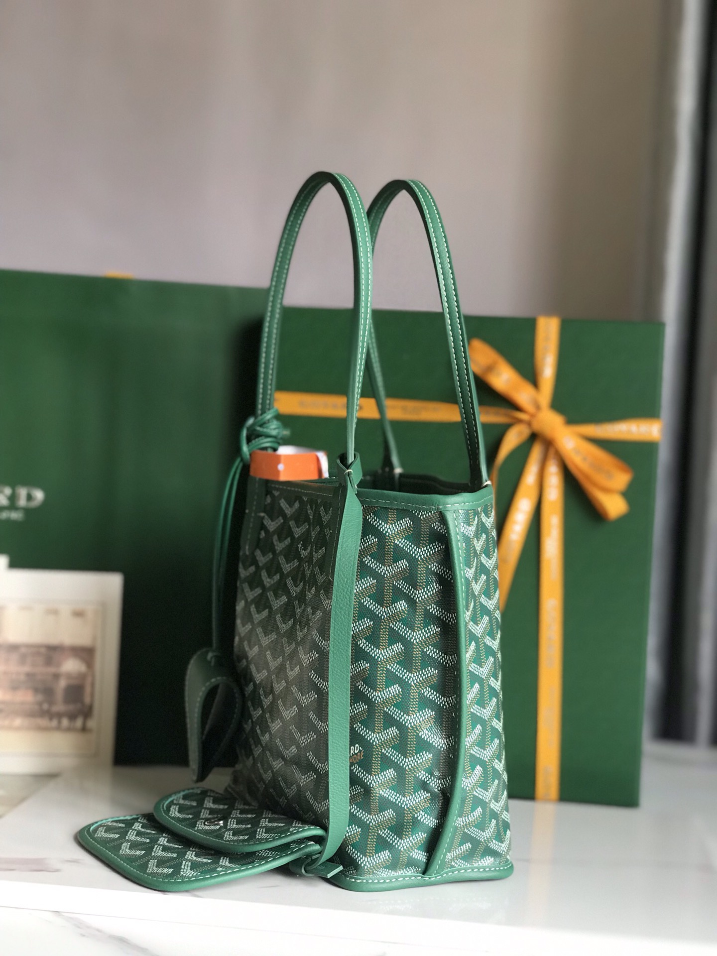 Goyard Goyardine Anjou Green Mini Bag Palladium ...