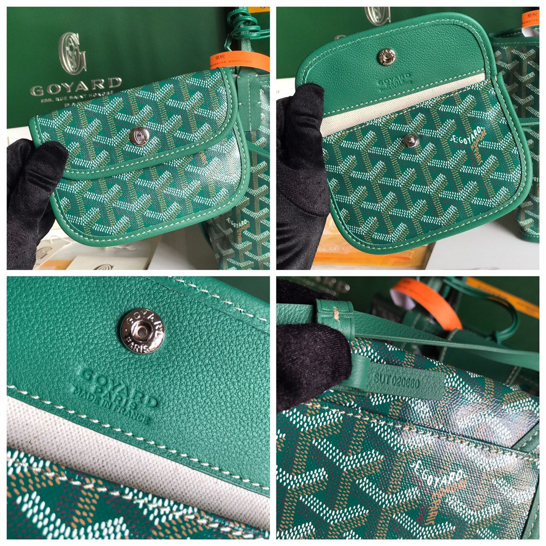 Goyard Goyardine Anjou Green Mini Bag Palladium ...