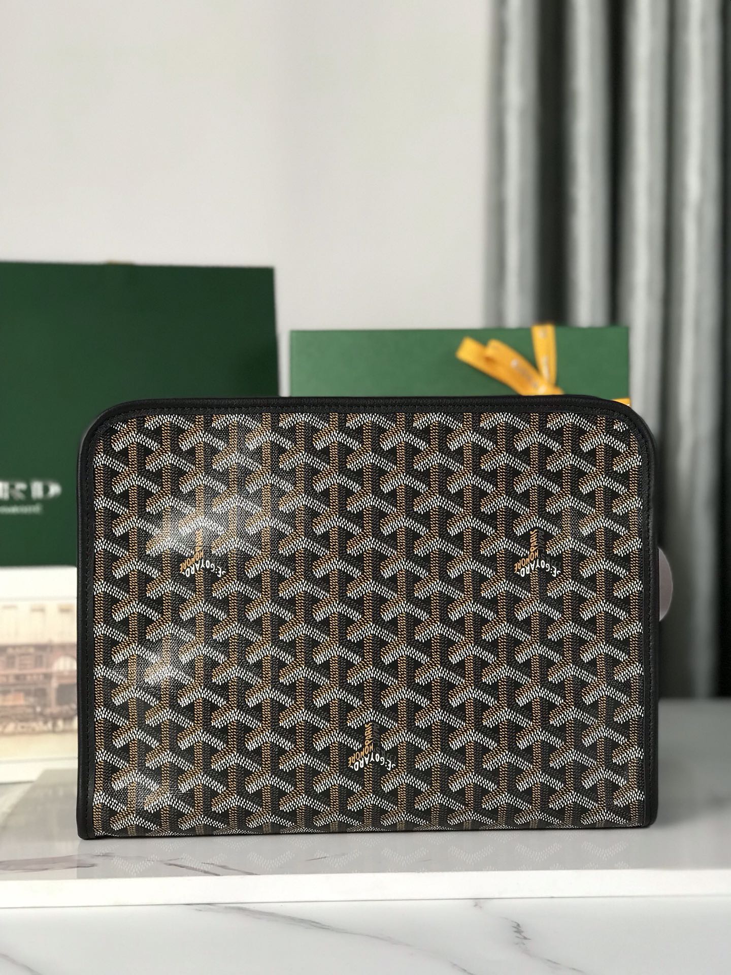 GOYARD Goyardine Jouvence Toiletry Pouch black brown1267989