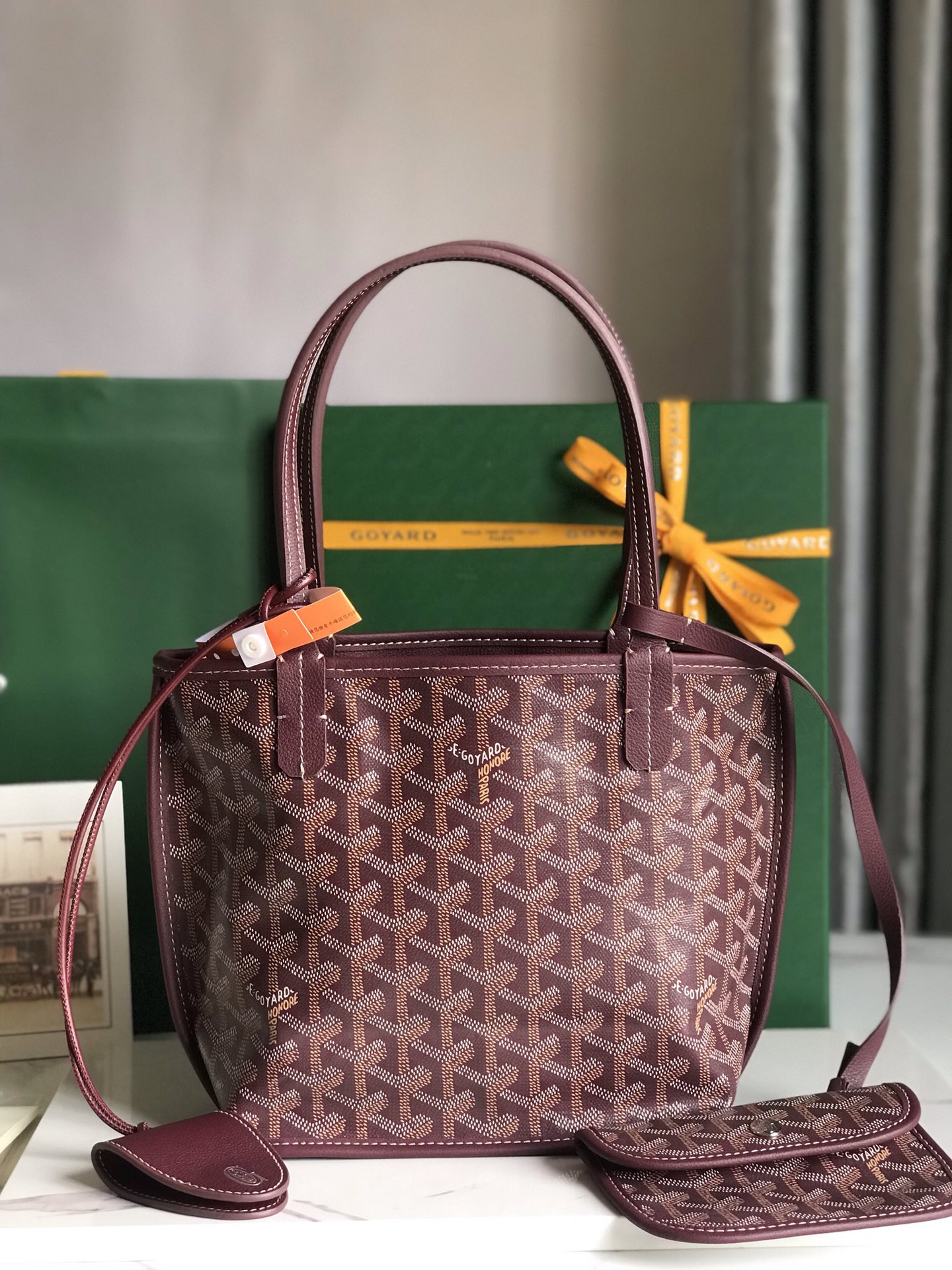 Goyard Black Anjou Mini Bag Burgundy Women’s Handbag PM Burgundy