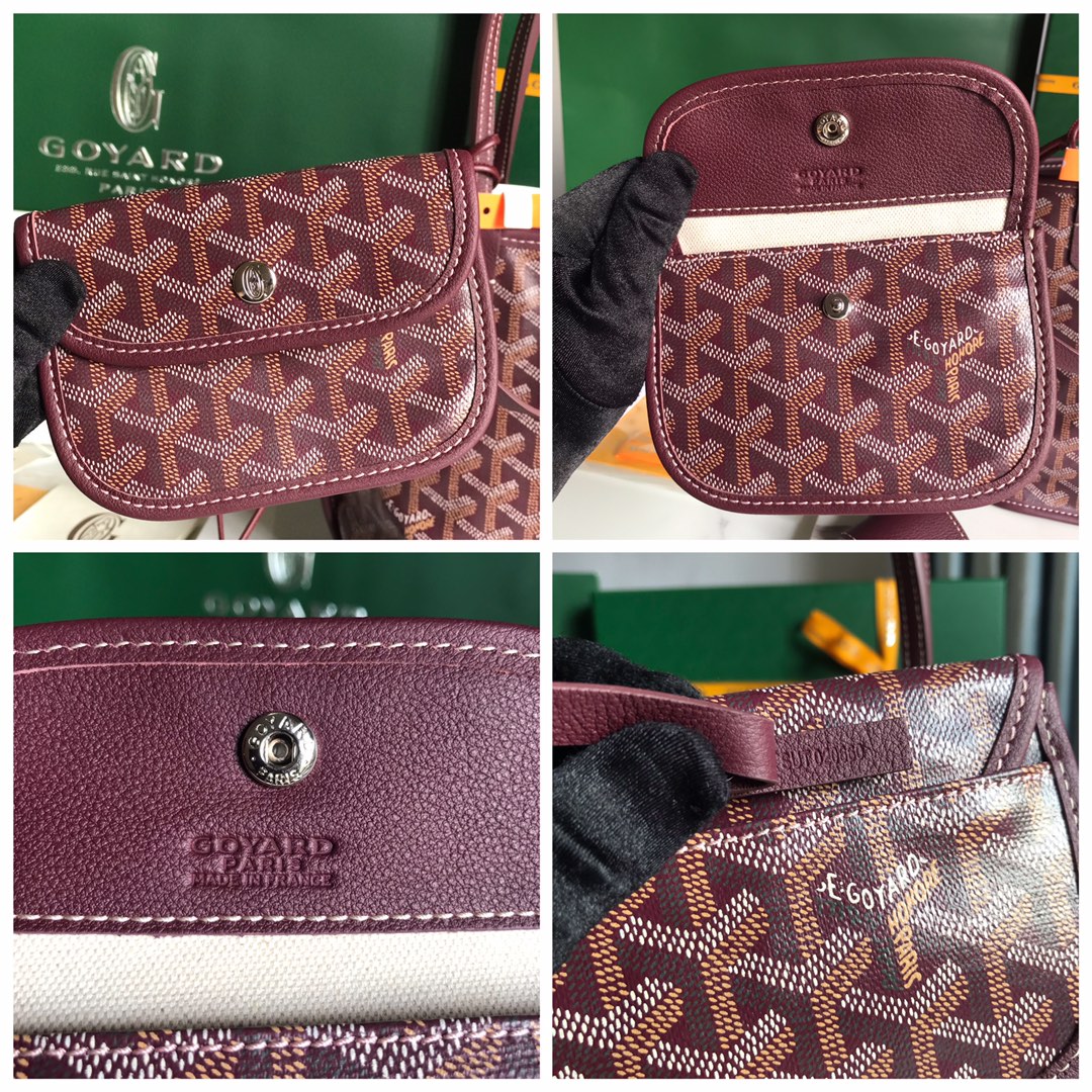 Goyard Black Anjou Mini Bag Burgundy Women's Handbag PM Burgundy