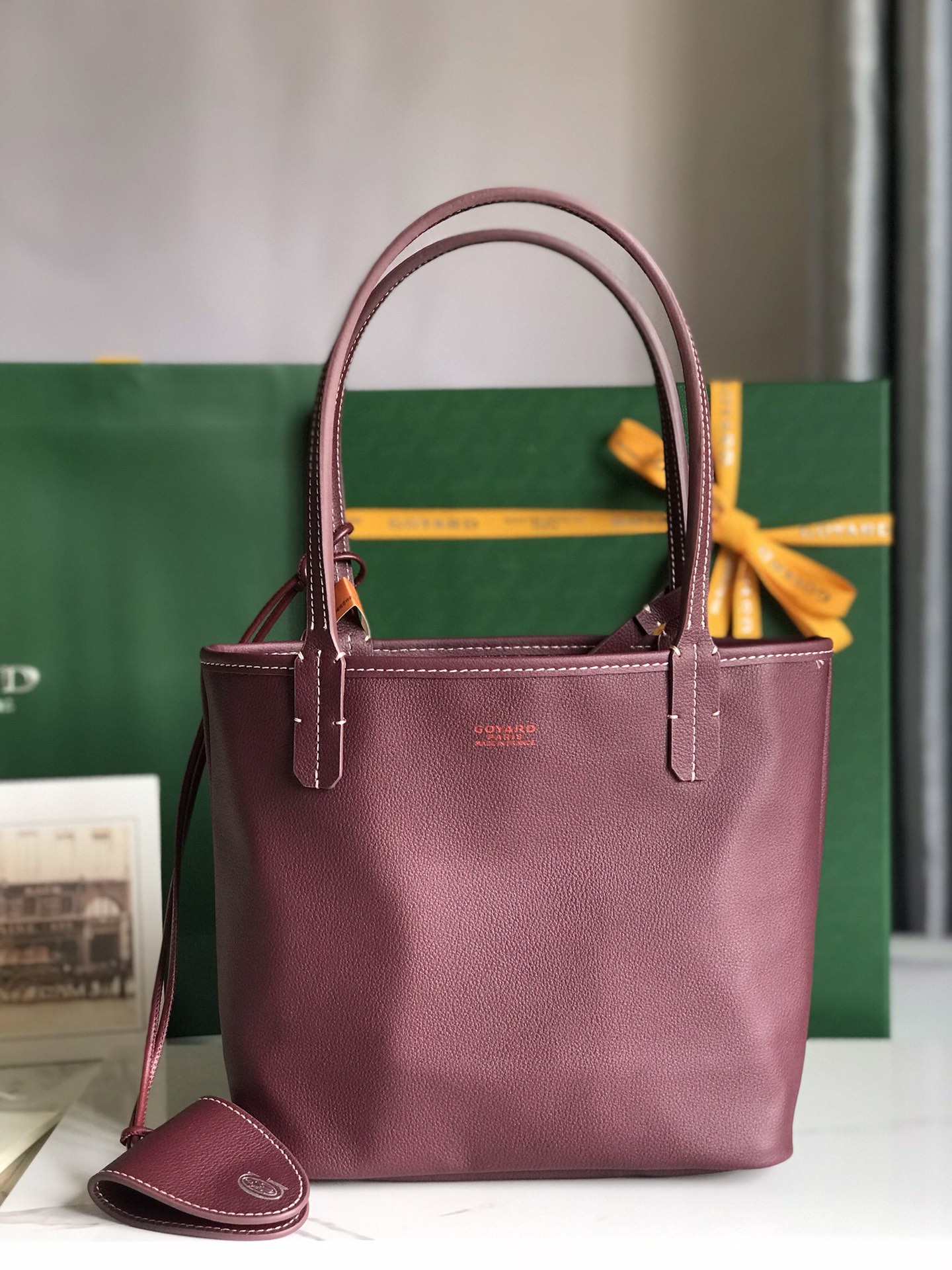 Goyard Black Anjou Mini Bag Burgundy Women's Handbag PM Burgundy