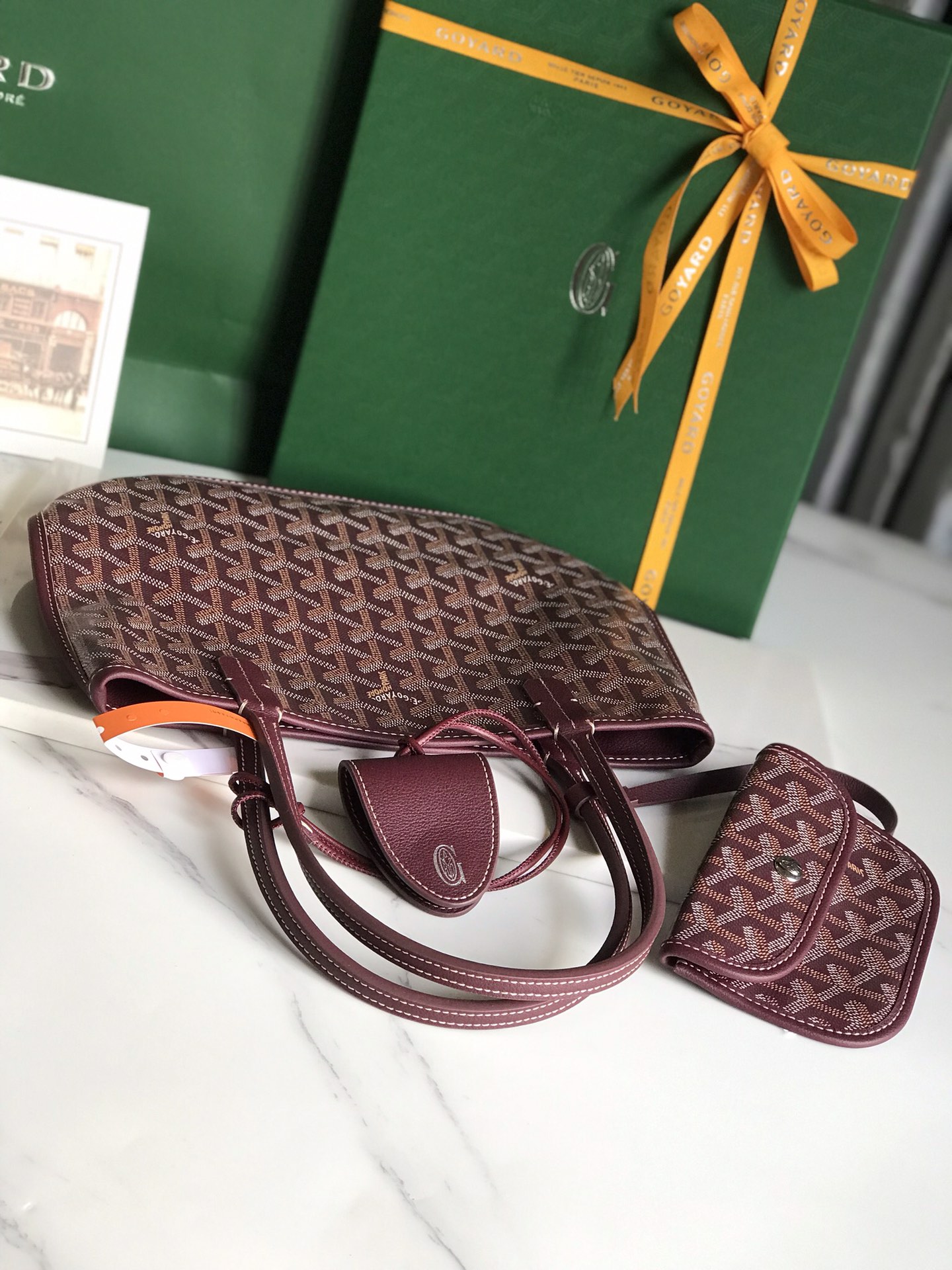 Goyard Black Anjou Mini Bag Burgundy Women's Handbag PM Burgundy