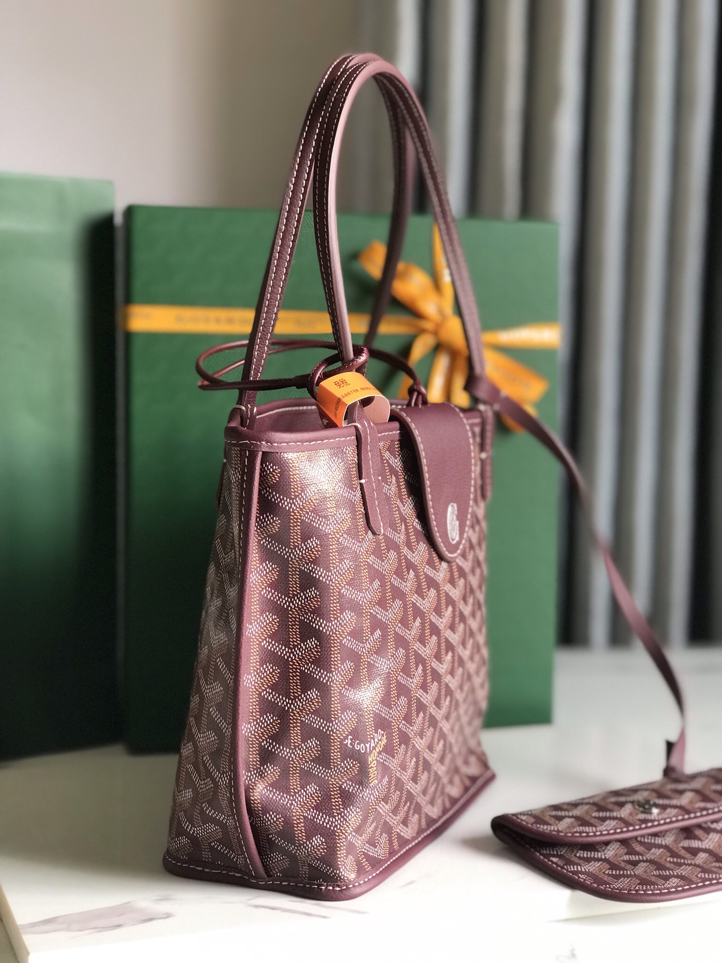 Goyard Black Anjou Mini Bag Burgundy Women's Handbag PM Burgundy