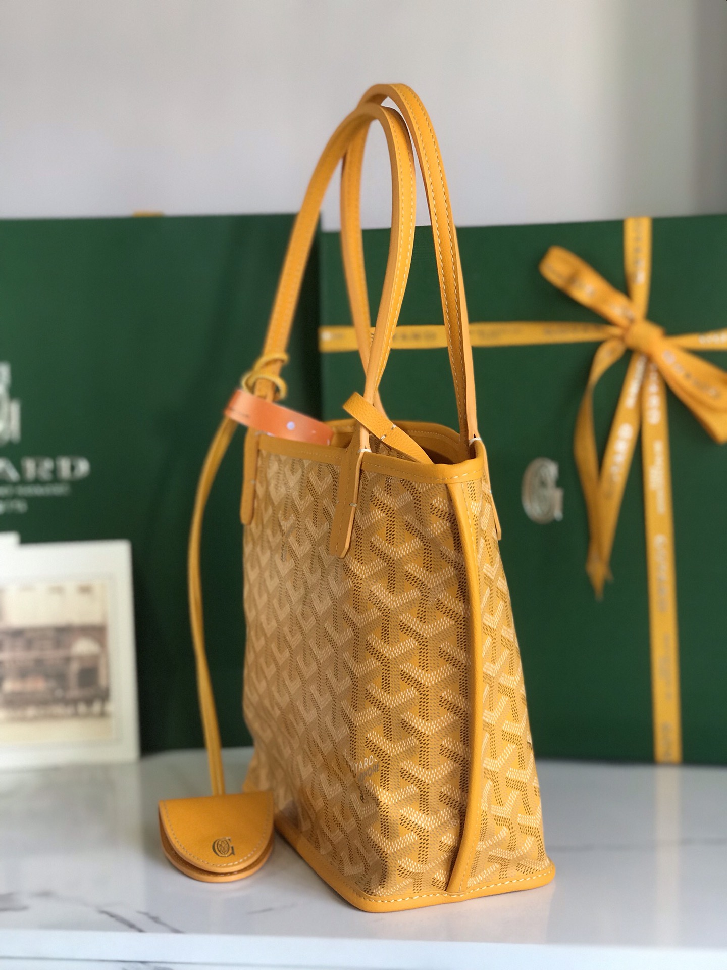 Goyard Black Anjou Mini Bag yellow Women's Handbag