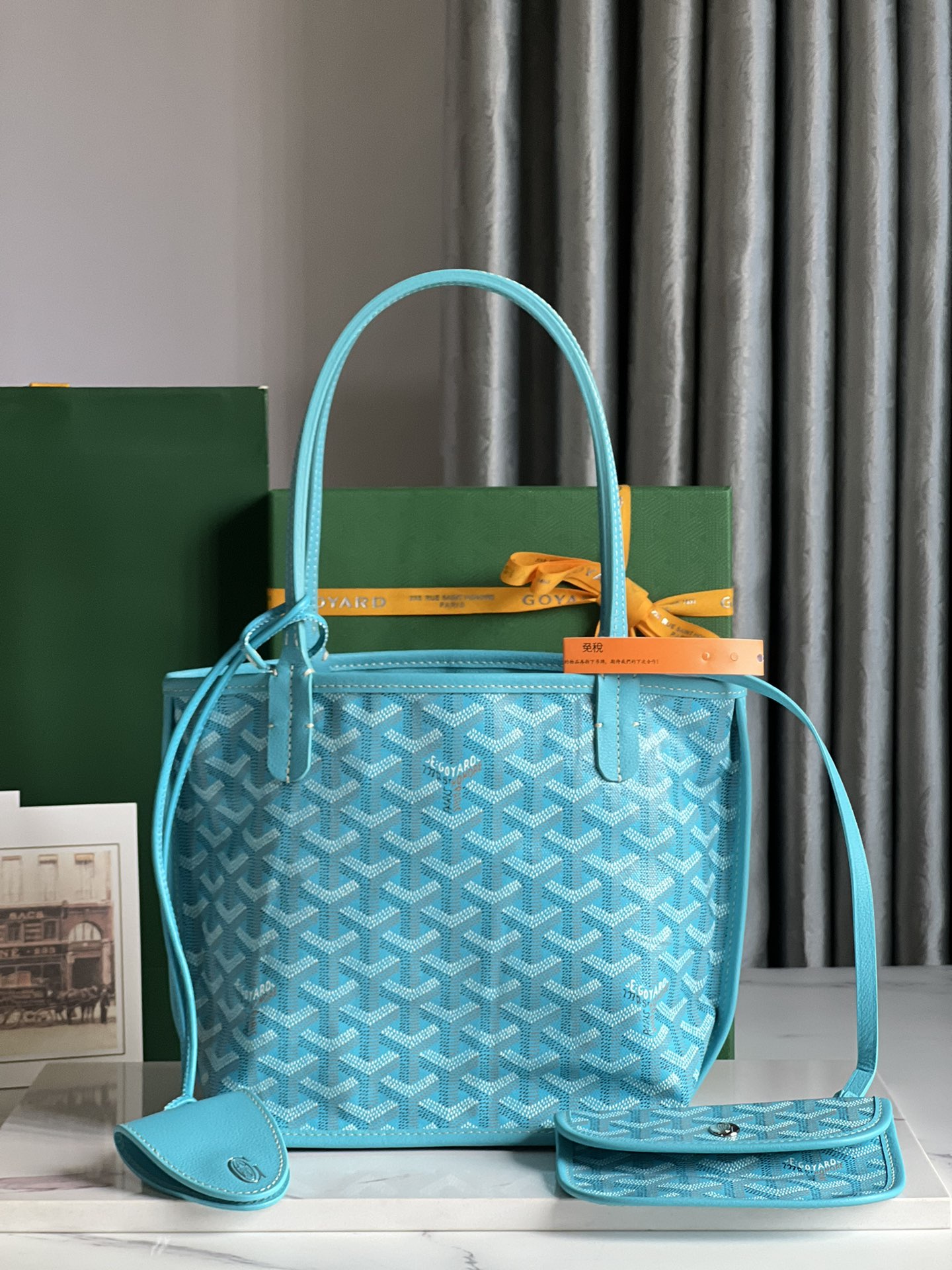 GOYARD Goyardine Saint Louis GM Balise Beach Towel  bag blue