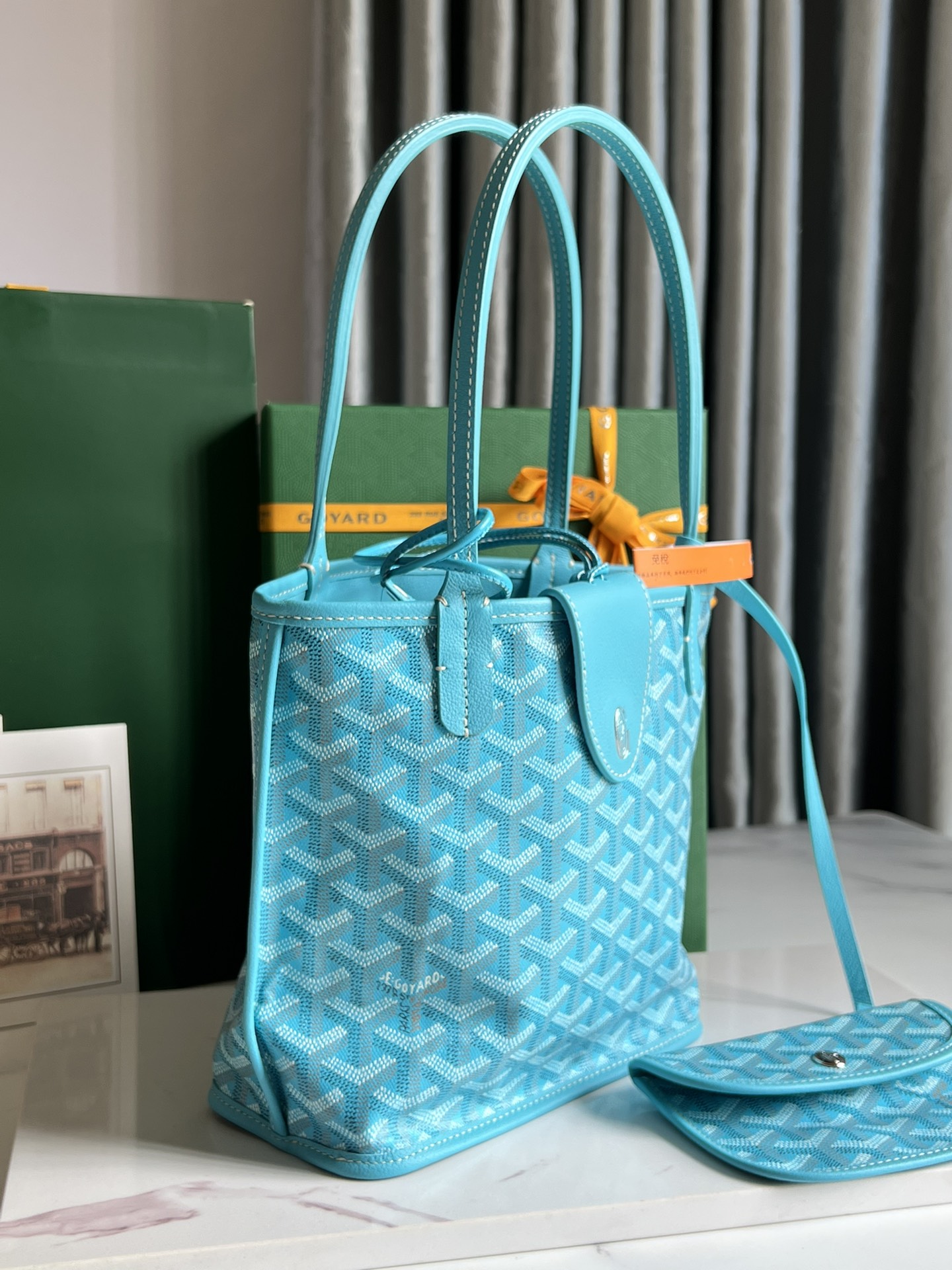 GOYARD Goyardine Saint Louis GM Balise Beach Towel  bag blue