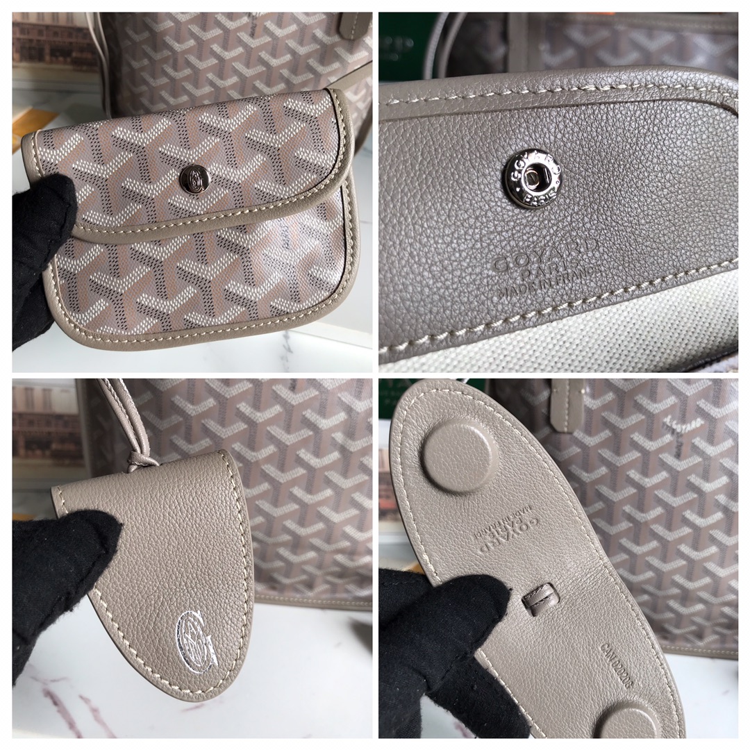 Goyard Leather Handle Goyard Saigon Souple Women's Handbag bag brown gray