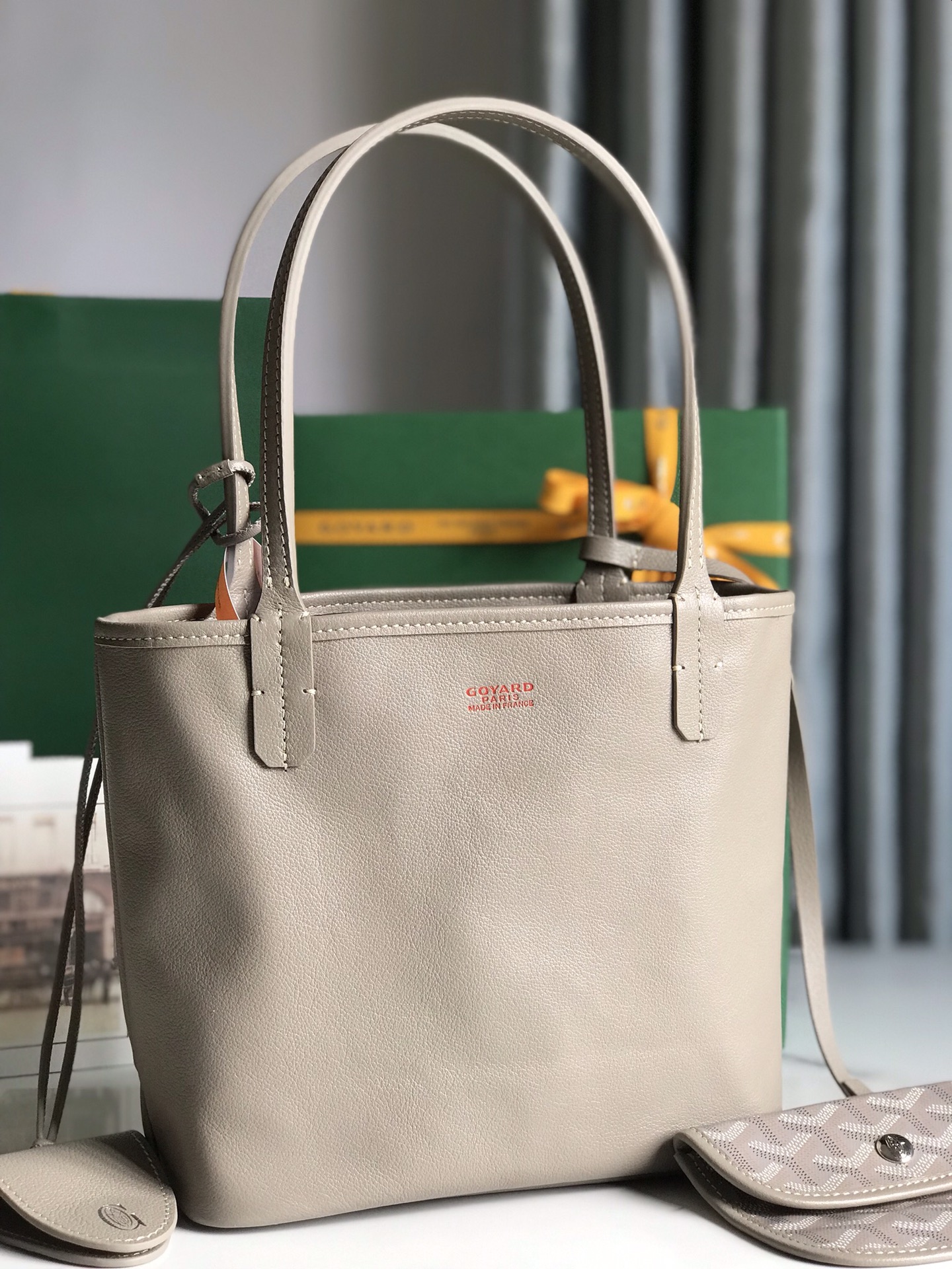 Goyard Leather Handle Goyard Saigon Souple Women's Handbag bag brown gray