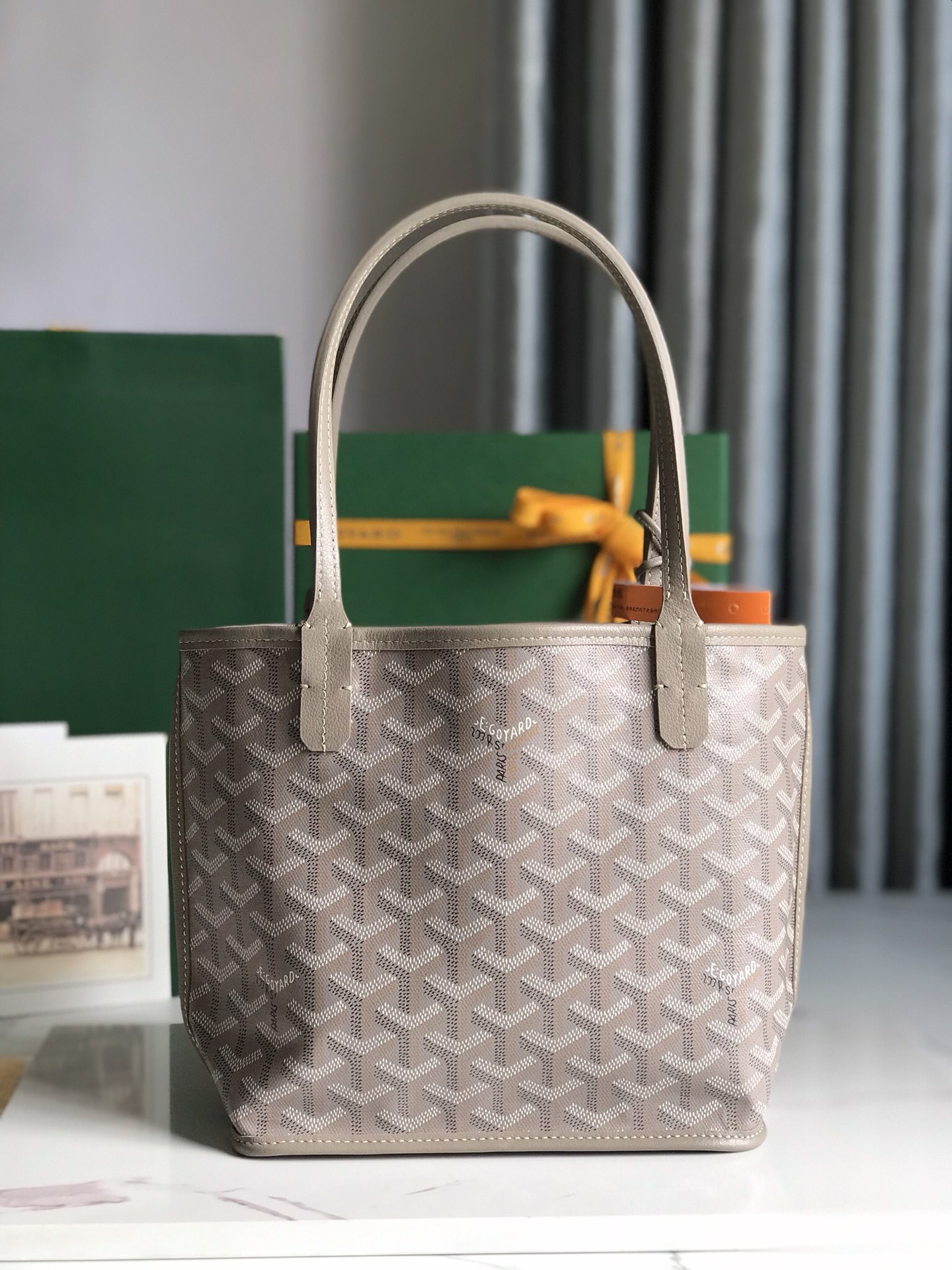 Goyard Leather Handle Goyard Saigon Souple Women's Handbag bag brown gray