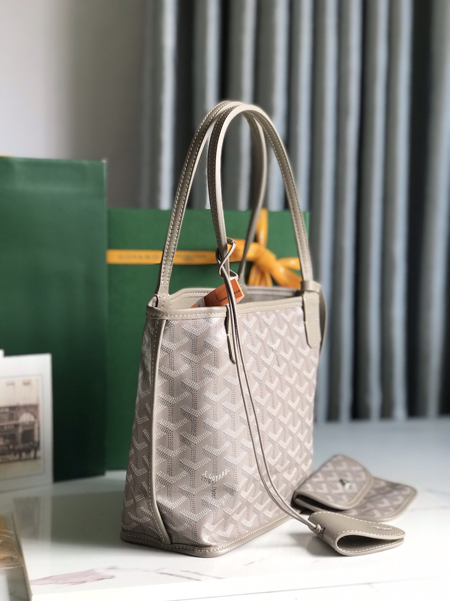 Goyard Leather Handle Goyard Saigon Souple Women's Handbag bag brown gray