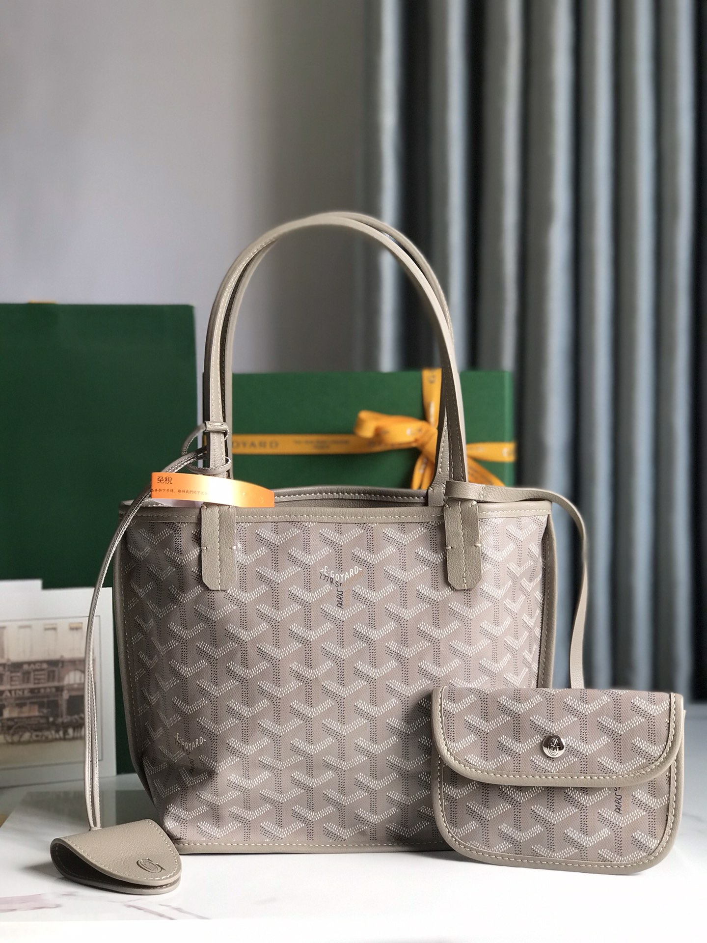 Goyard Leather Handle Goyard Saigon Souple Women’s Handbag bag brown gray