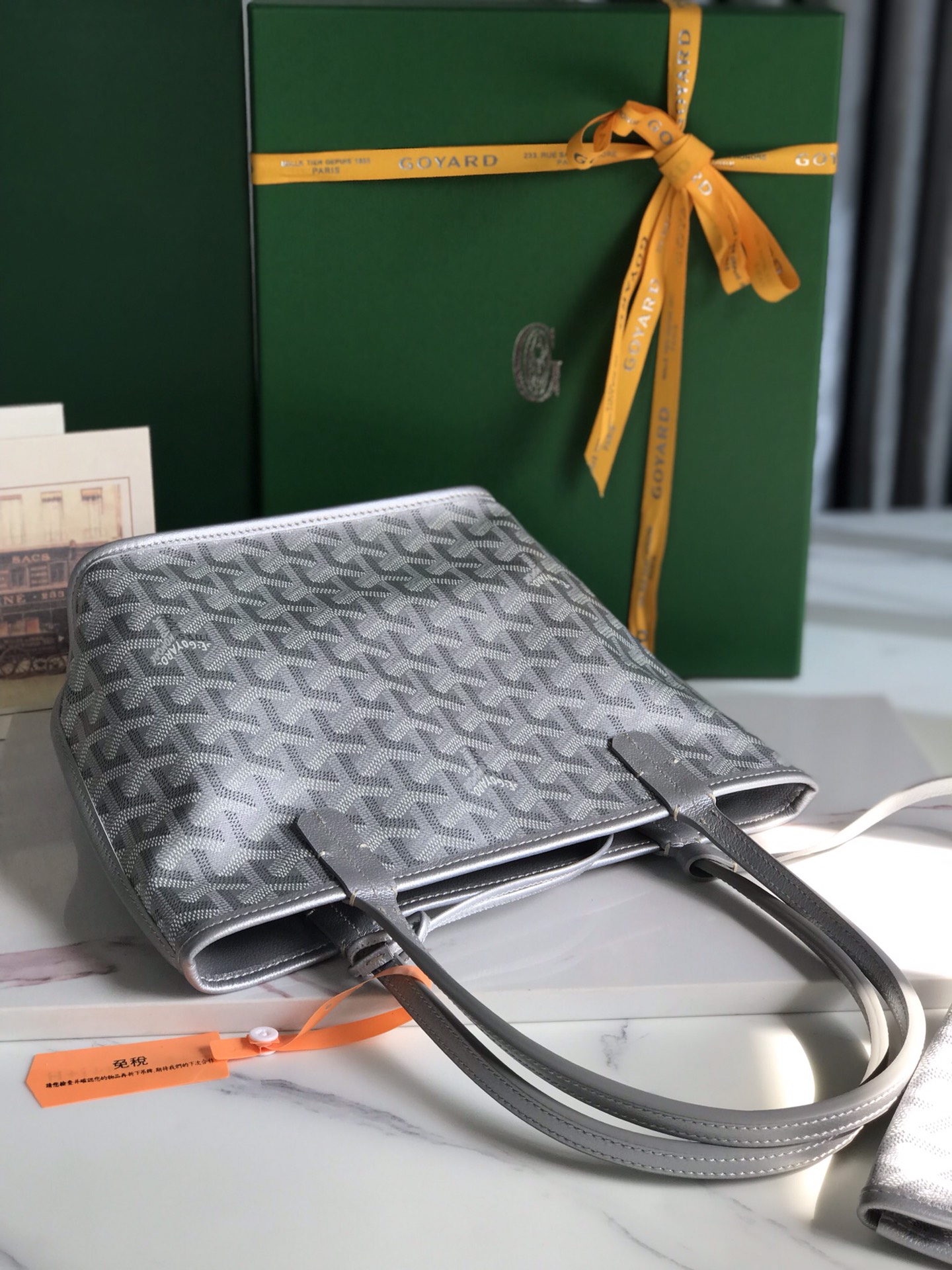 Goyard Precious Metals Goyardine Mini Anjou bag white gray