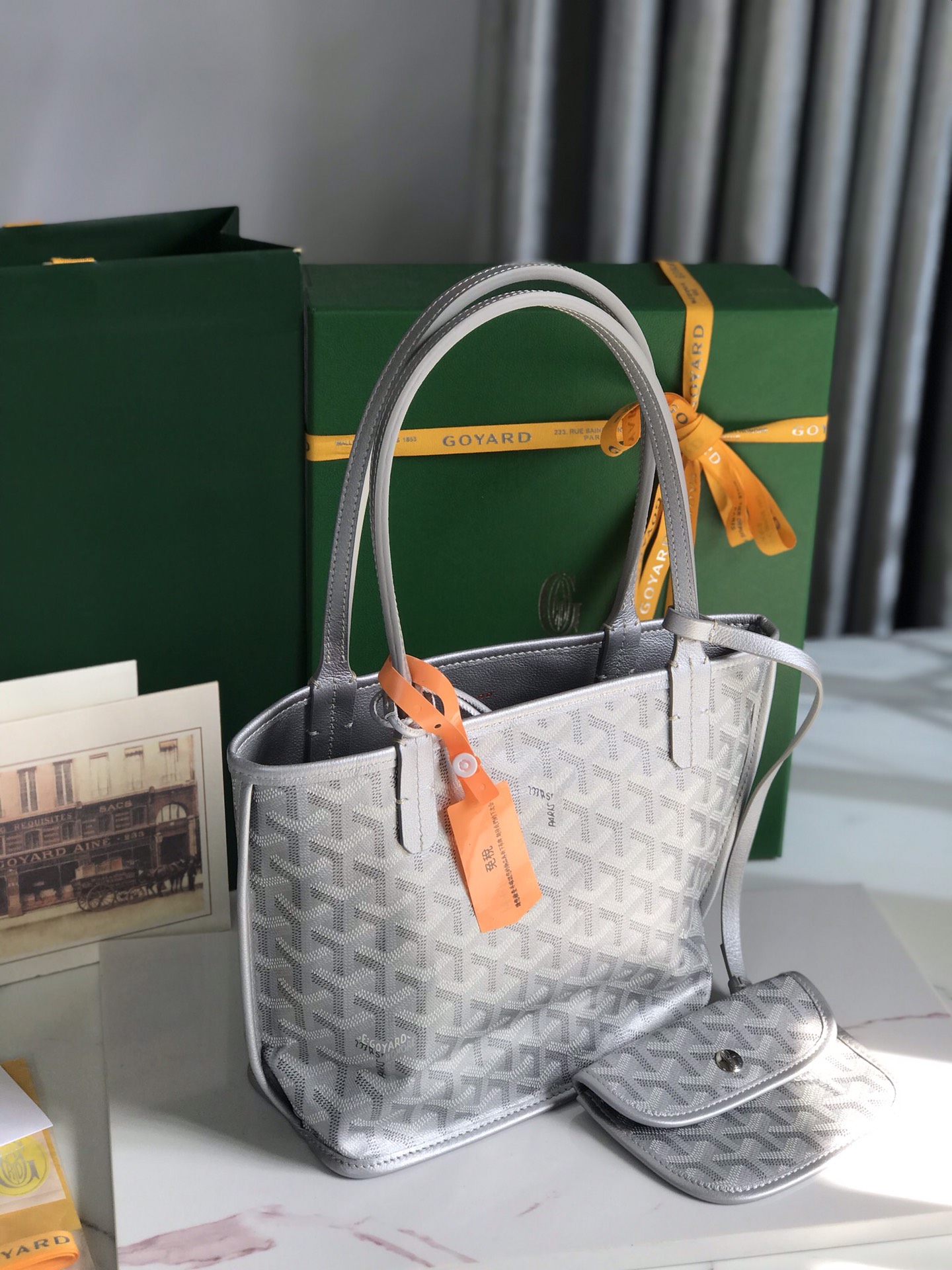 Goyard Precious Metals Goyardine Mini Anjou bag white gray