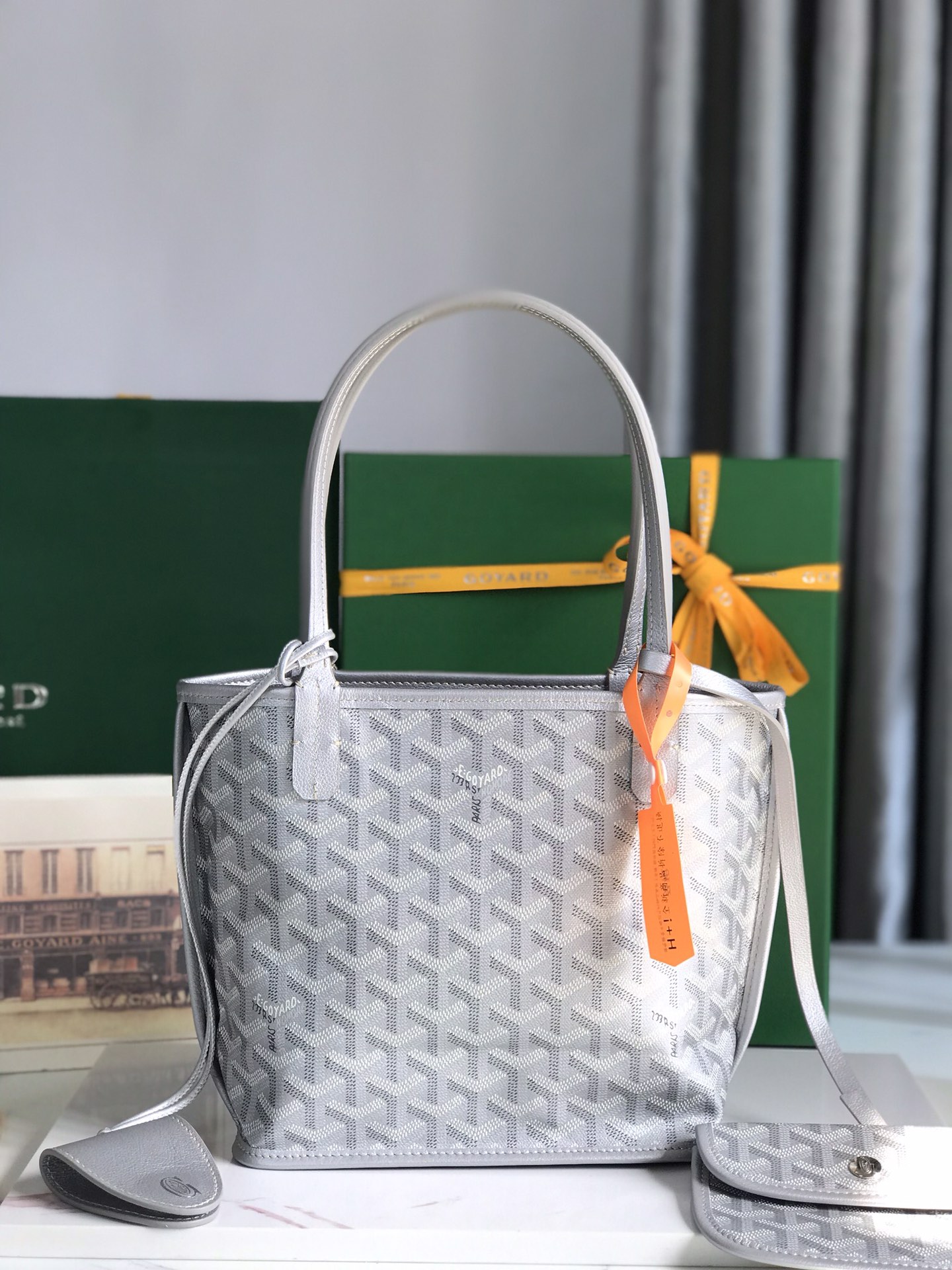 Goyard Precious Metals Goyardine Mini Anjou bag white gray