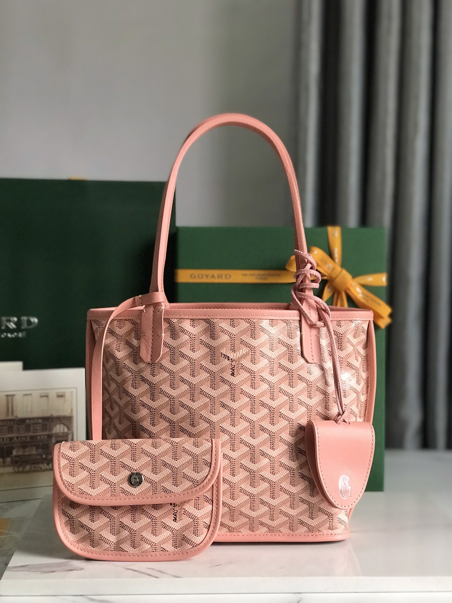 Goyard Goyardine pink Anjou Mini Bag Palladium …