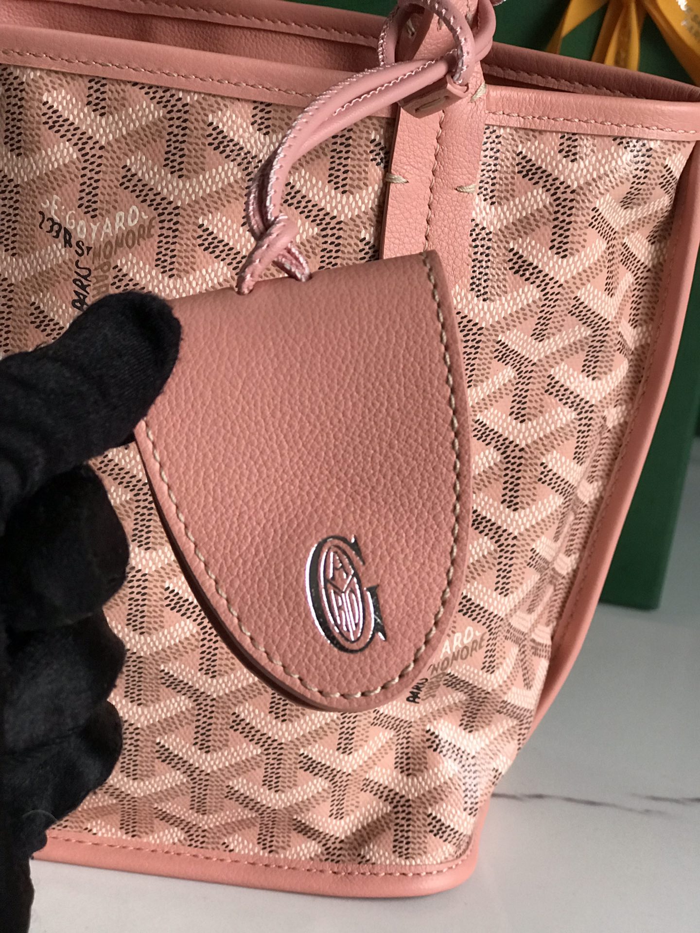 Goyard Goyardine pink Anjou Mini Bag Palladium ...