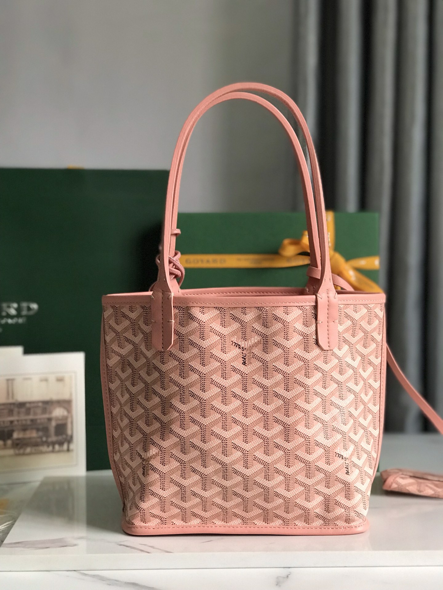 Goyard Goyardine pink Anjou Mini Bag Palladium ...