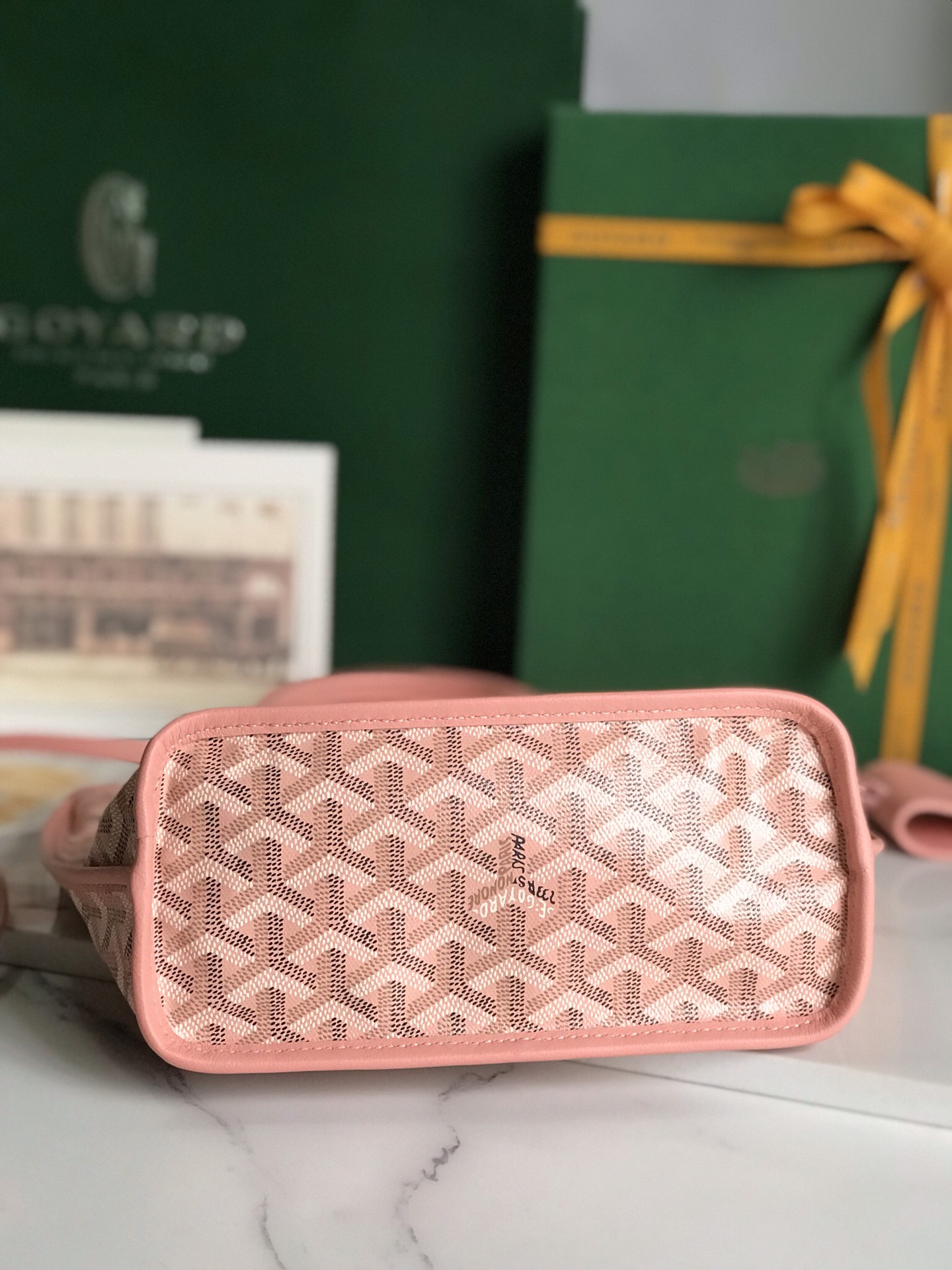 Goyard Goyardine pink Anjou Mini Bag Palladium ...