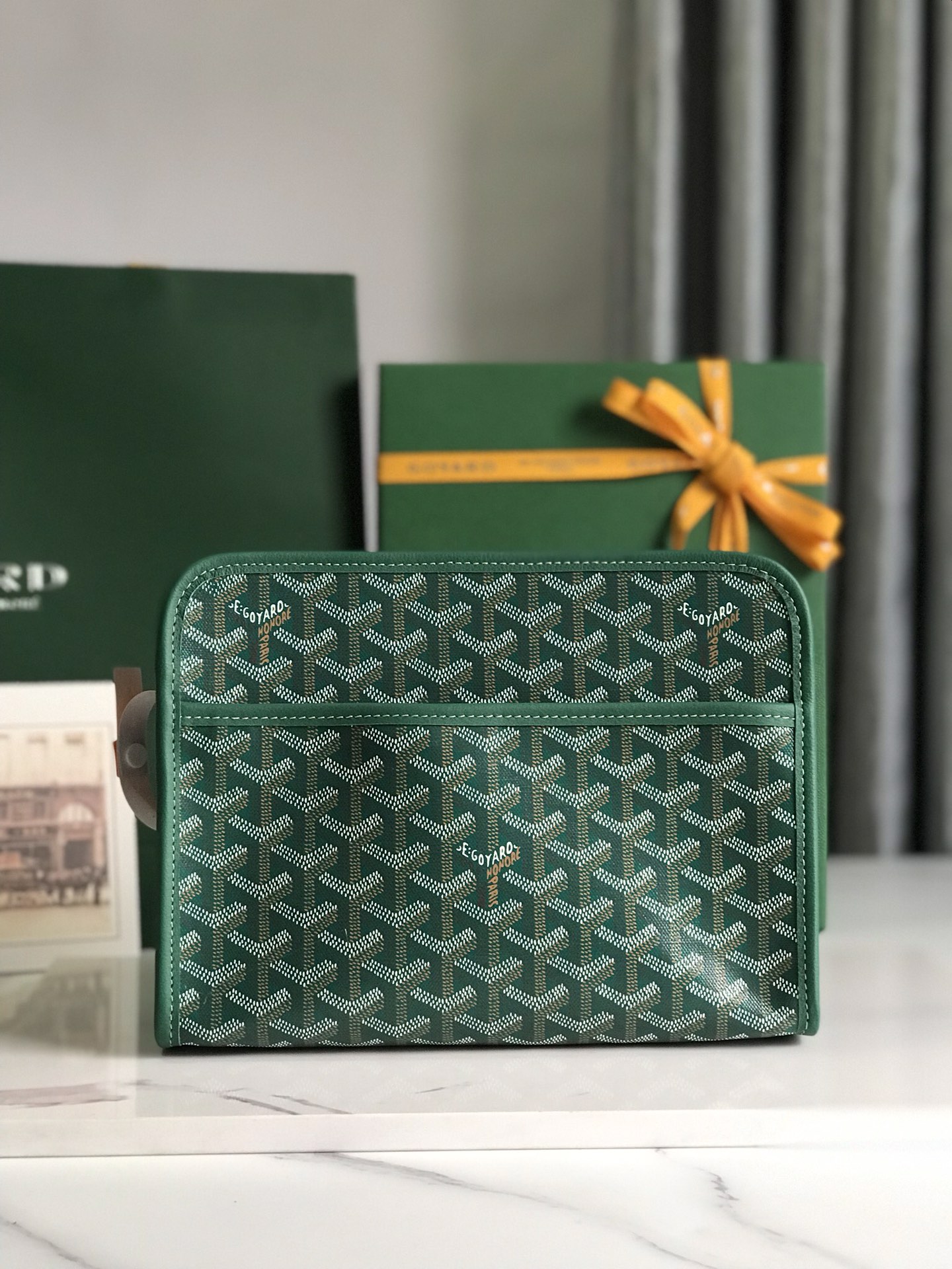GOYARD Goyardine Jouvence Toiletry Pouch bag green