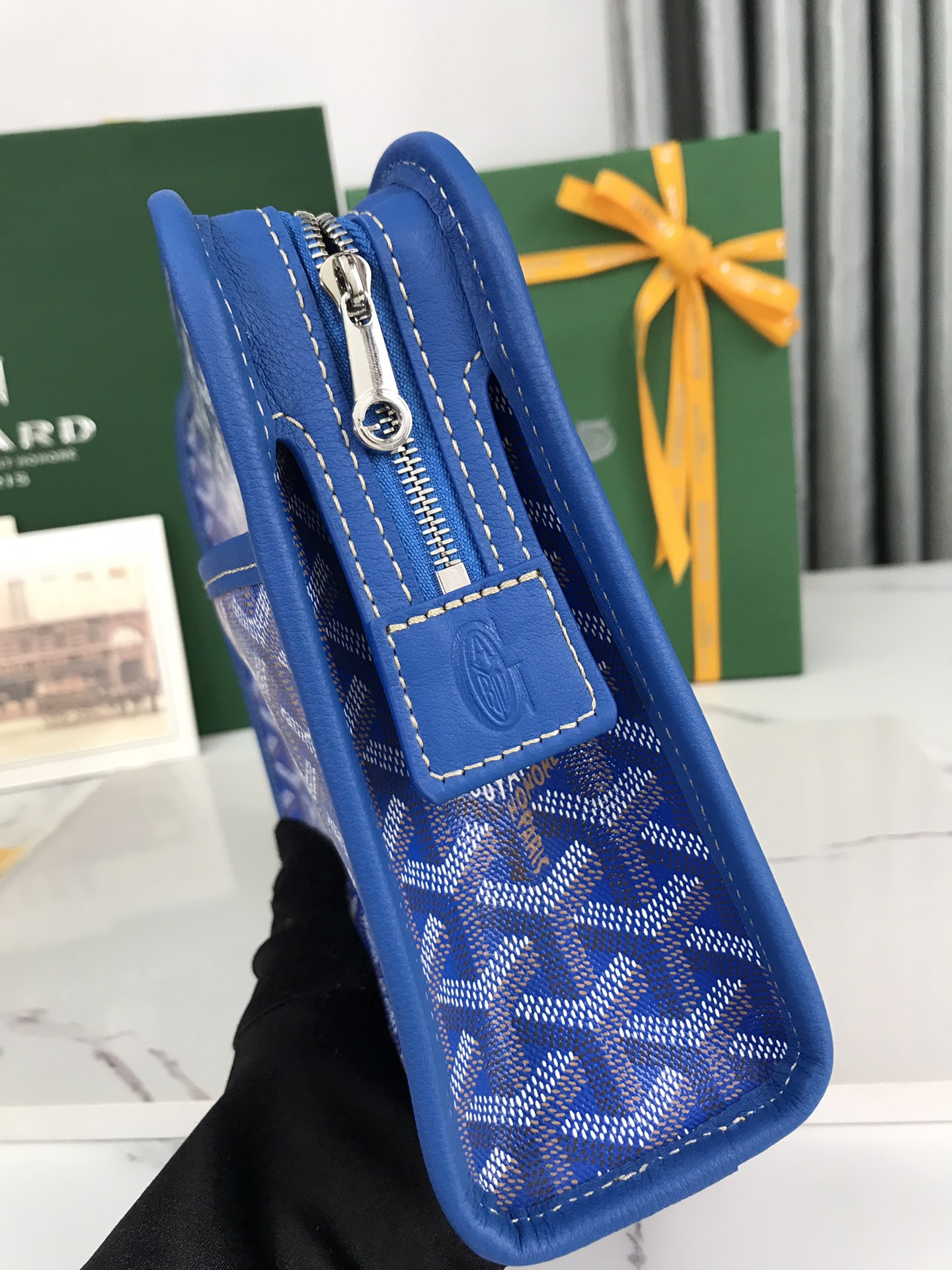 GOYARD Goyardine Jouvence Toiletry Pouch Sky Blue 1533489