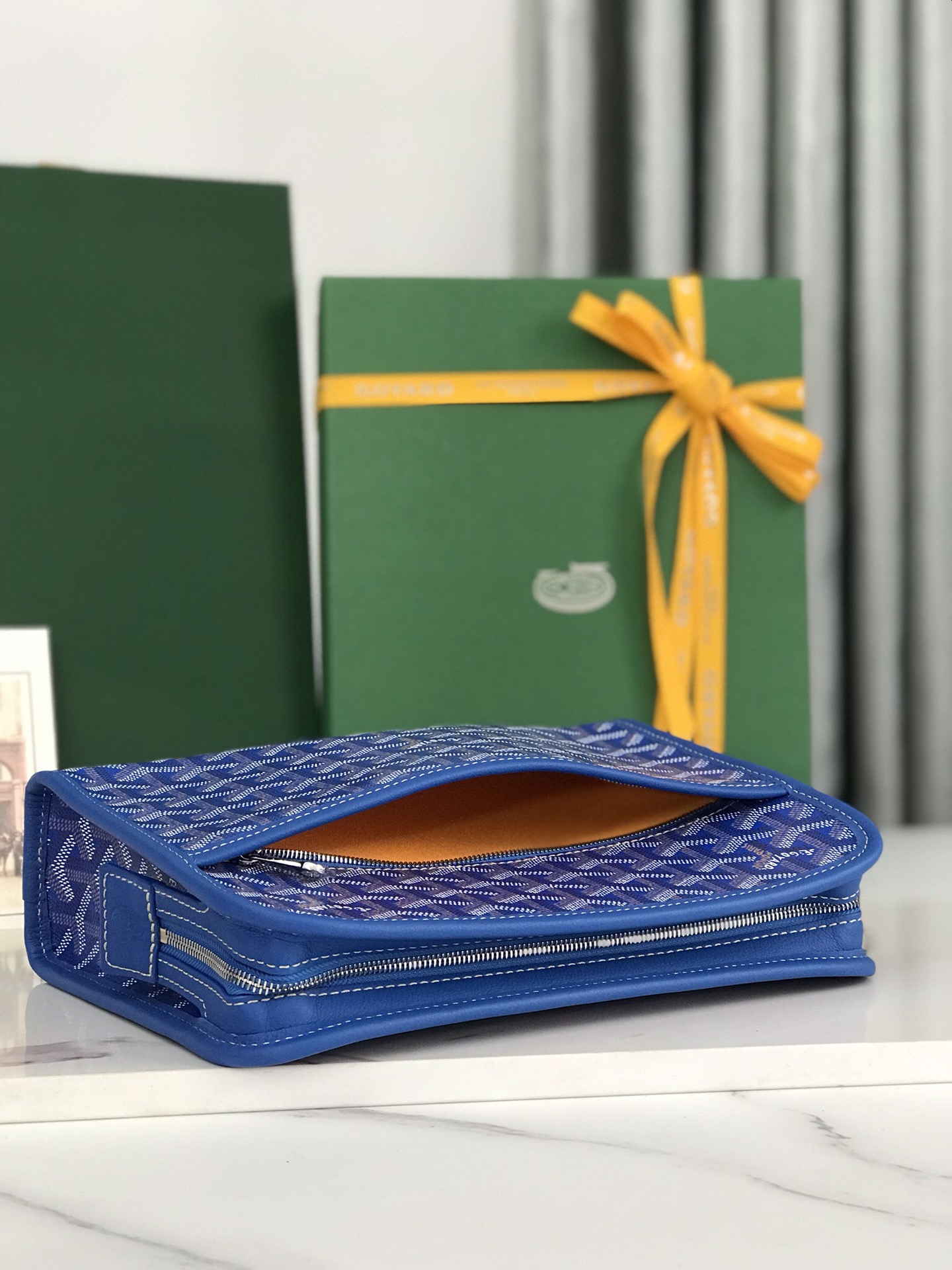 GOYARD Goyardine Jouvence Toiletry Pouch Sky Blue 1533489