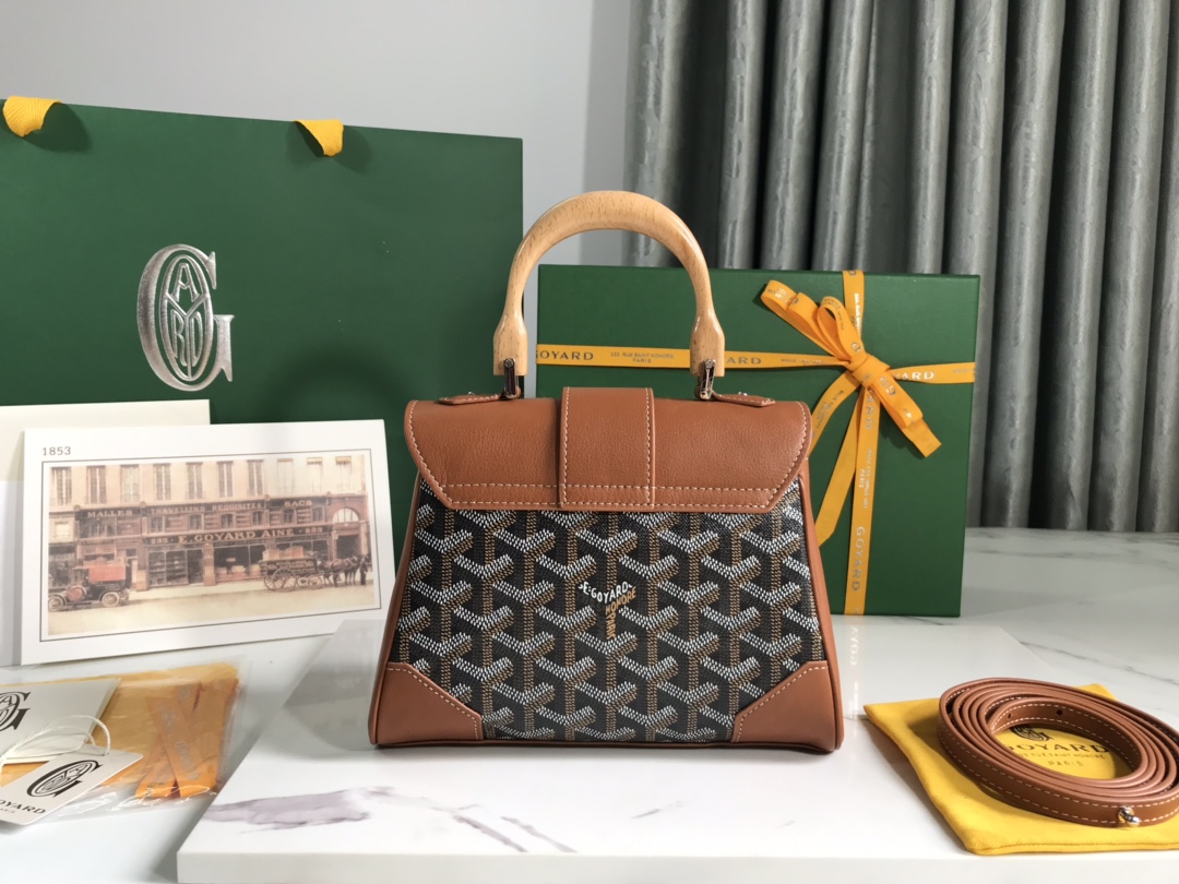 Pre-Owned Goyard Mini Saigon Top Handle Bag Coated Canvas with Leather