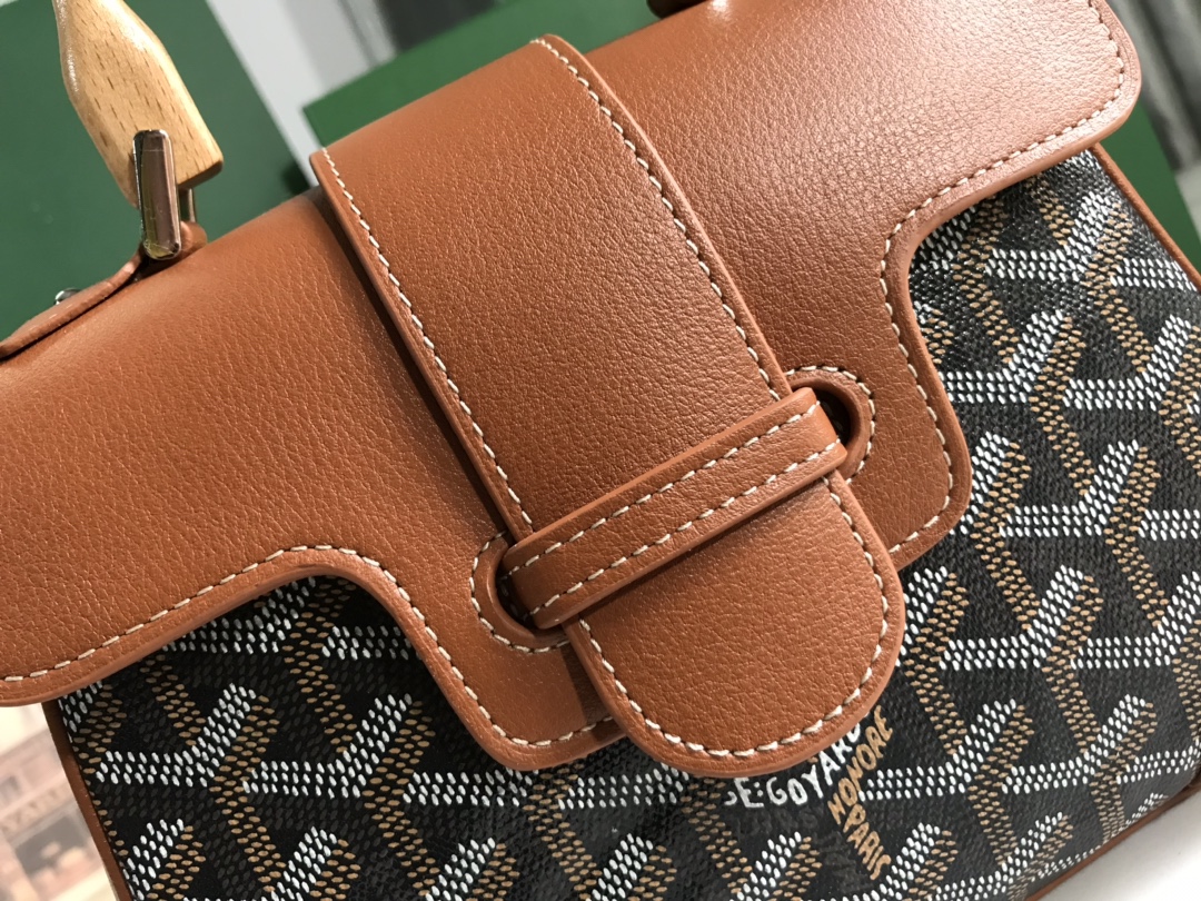 Pre-Owned Goyard Mini Saigon Top Handle Bag Coated Canvas with Leather