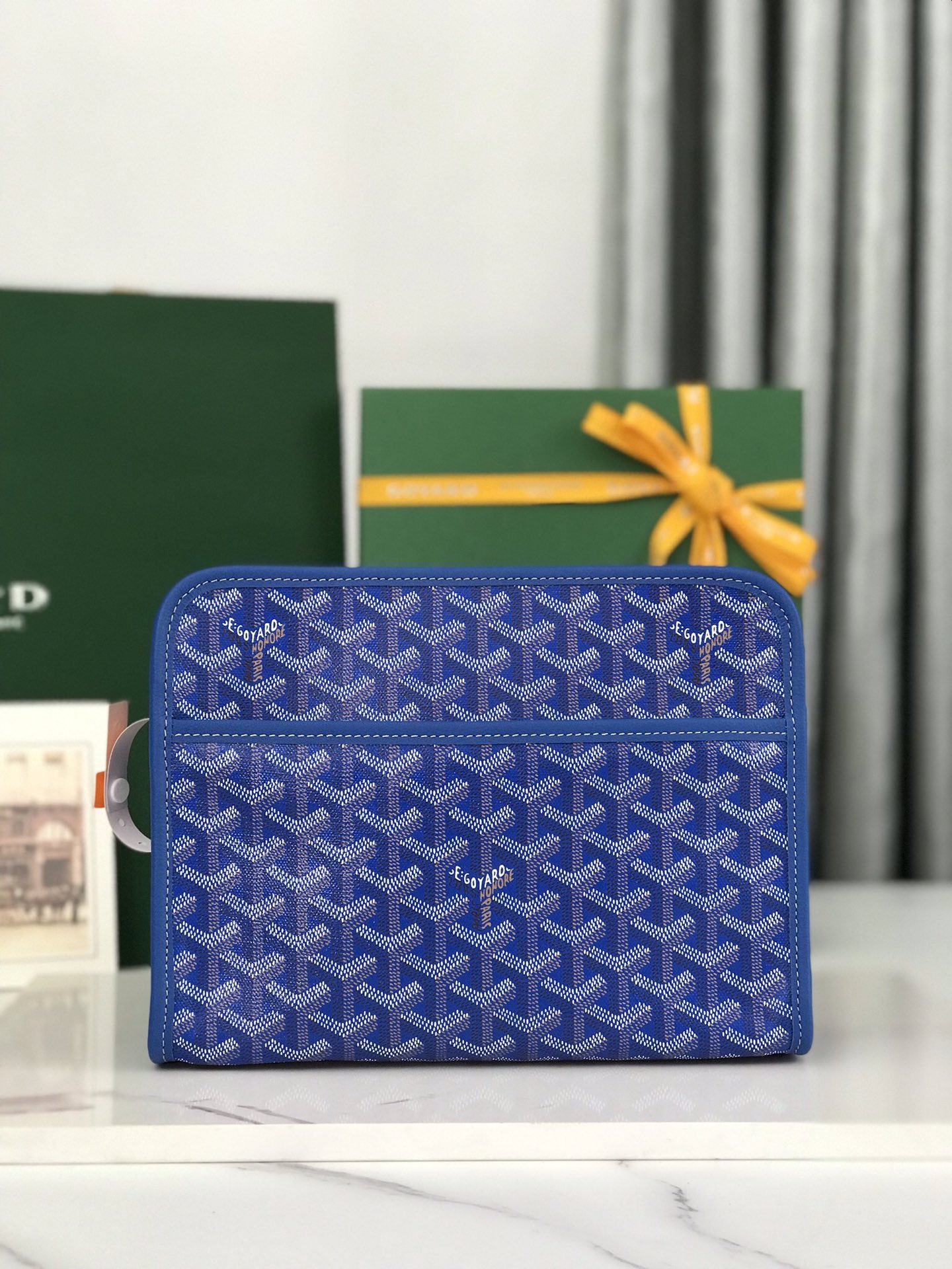 GOYARD Goyardine Jouvence Toiletry Pouch Sky Blue 1533489