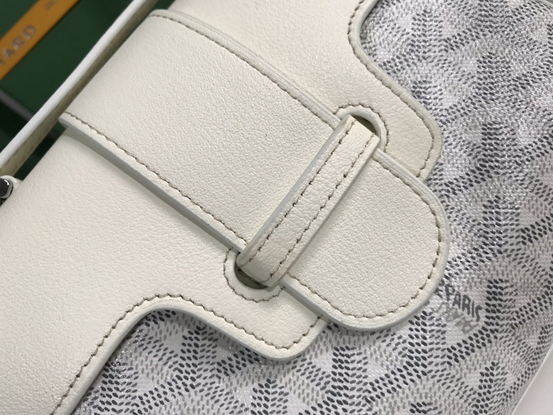 Goyard White Goyardine Coated Canvas and Leather Mini Saigo
