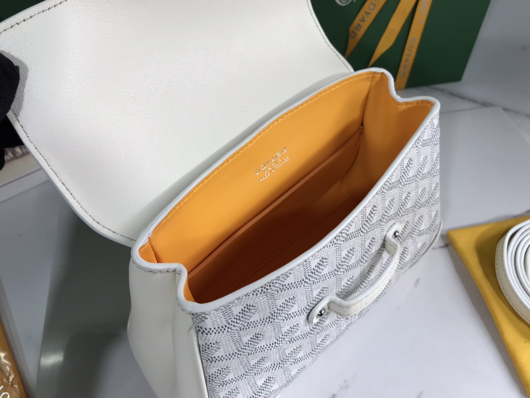 Goyard White Goyardine Coated Canvas and Leather Mini Saigo
