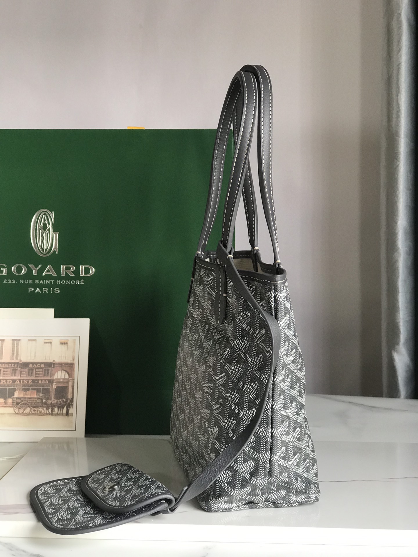 GOYARD Goyardine Reversible Mini Anjou Grey 1378936