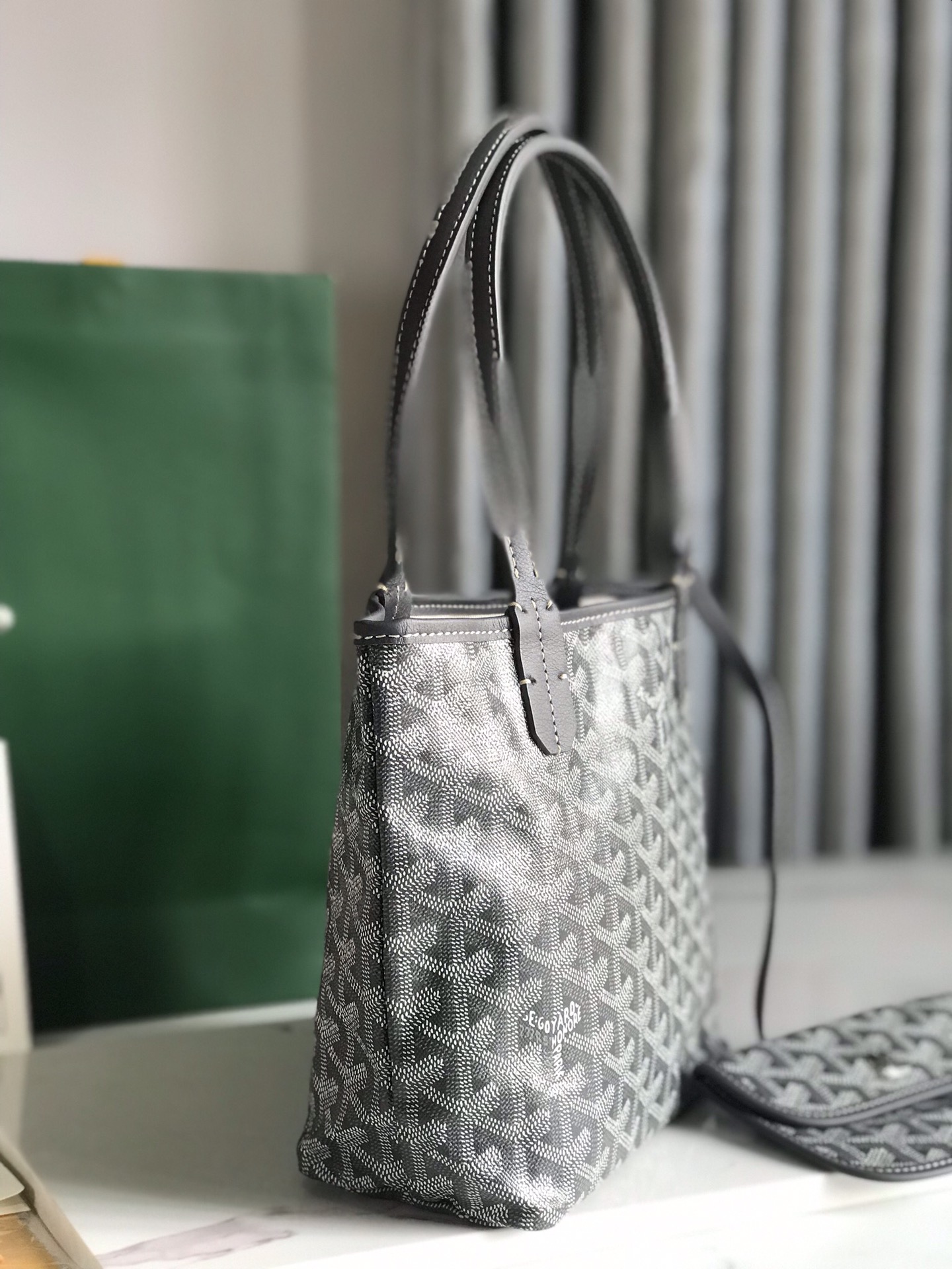 GOYARD Goyardine Reversible Mini Anjou Grey 1378936