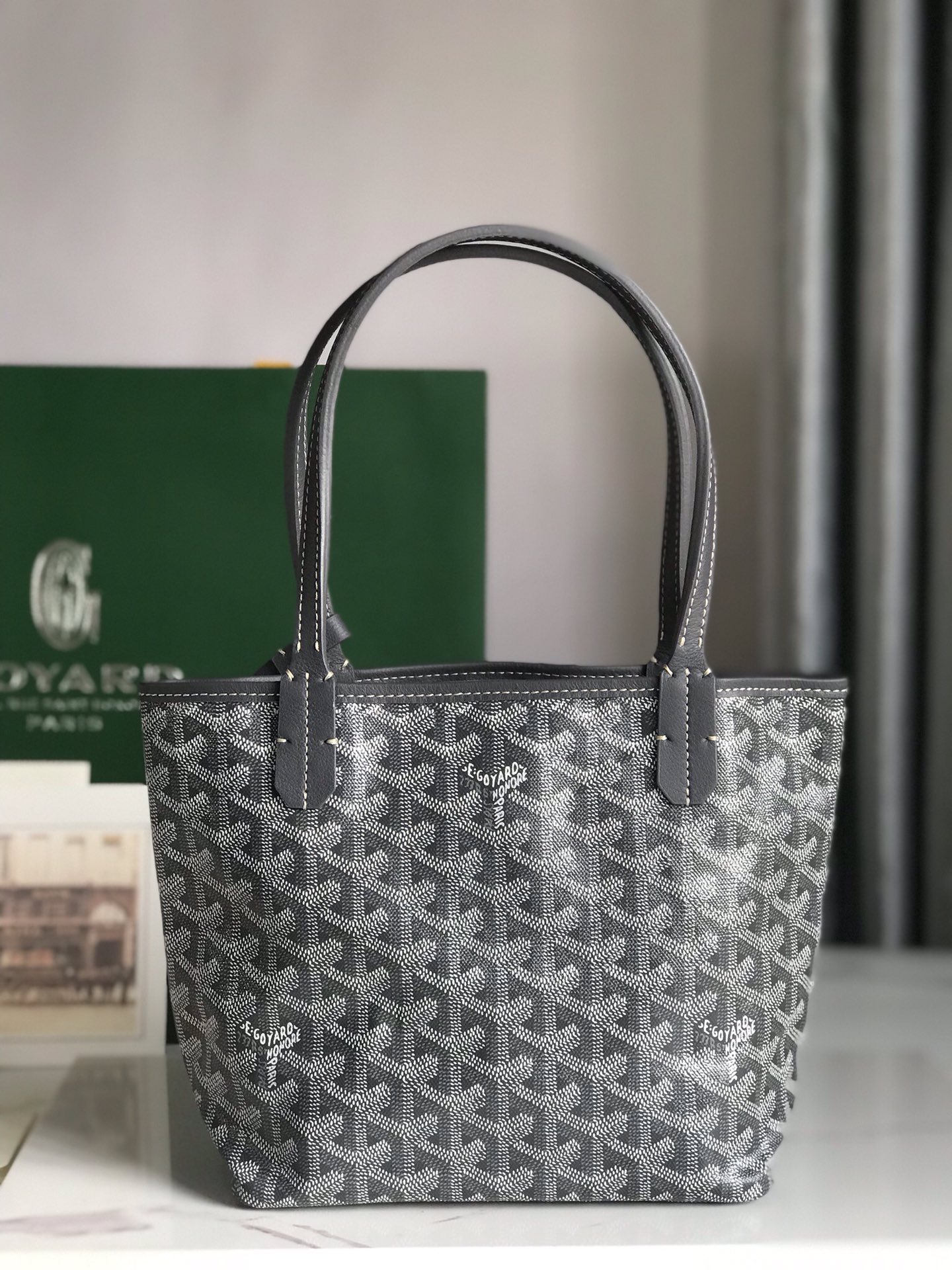 GOYARD Goyardine Reversible Mini Anjou Grey 1378936