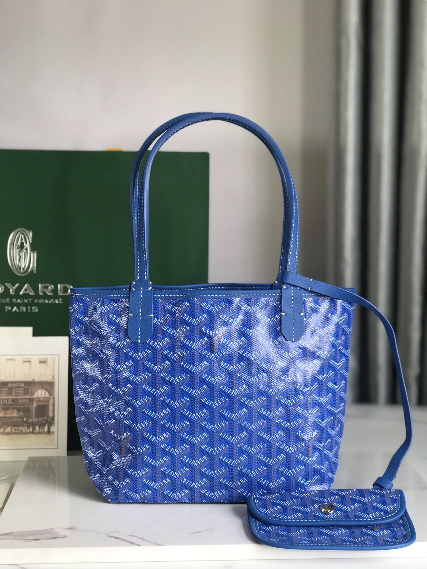 GOYARD Goyardine Reversible Mini Anjou blue1674987