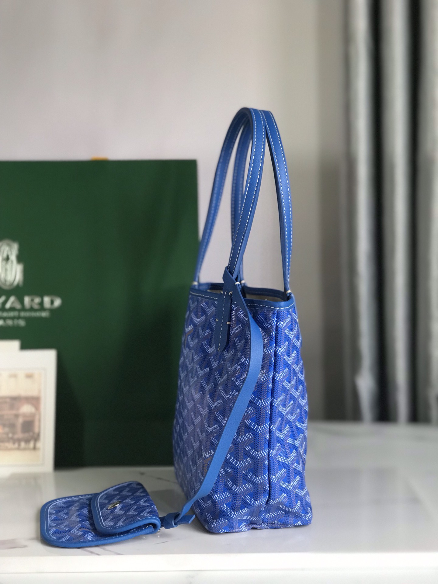GOYARD Goyardine Reversible Mini Anjou blue1674987