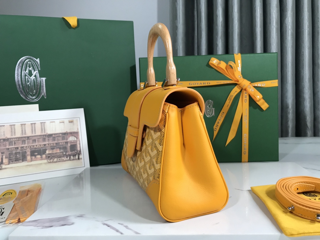 Goyard Yellow Chevron Print Coated Canvas Mini Saigon Bag